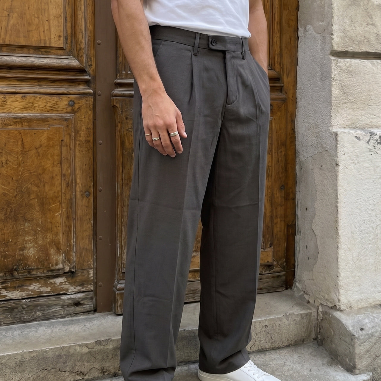 Tirva Keten Baggy Bol Paça Erkek Pantolon