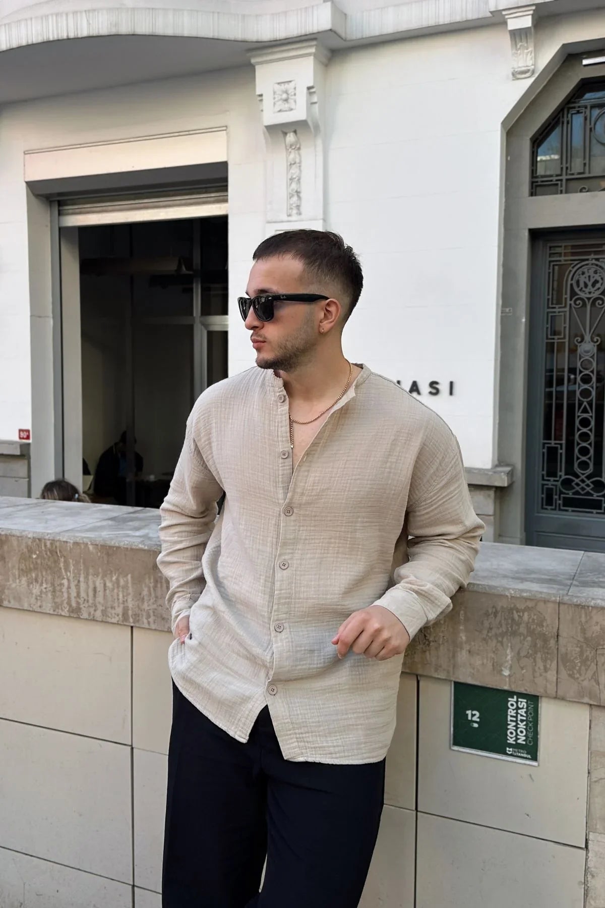 tokma-erkek-yazlik-pamuk-gomlek-hakim-yaka-dugmeli-rahat-kalip-22552 - Livio Ferri