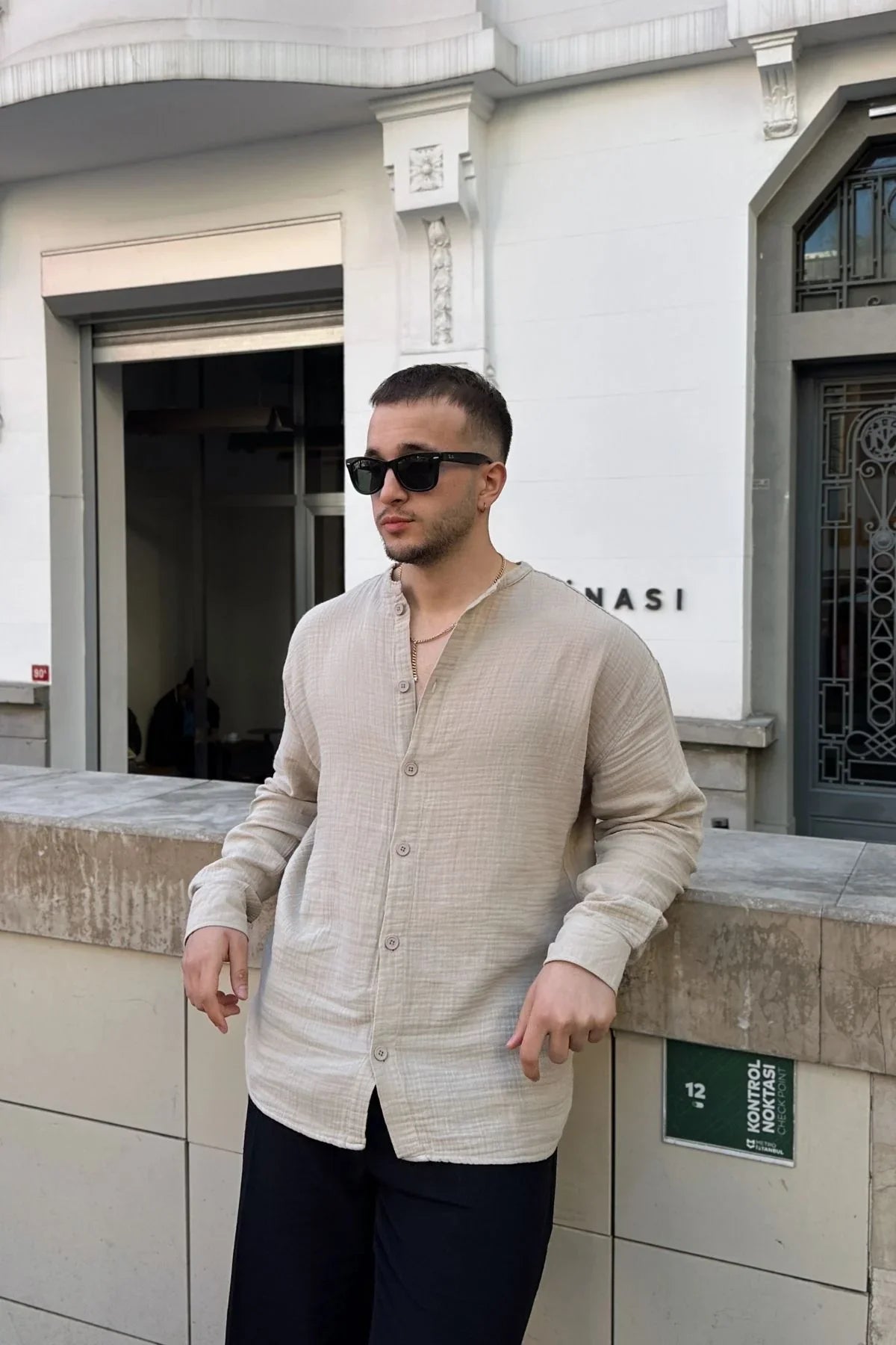 tokma-erkek-yazlik-pamuk-gomlek-hakim-yaka-dugmeli-rahat-kalip-22553 - Livio Ferri