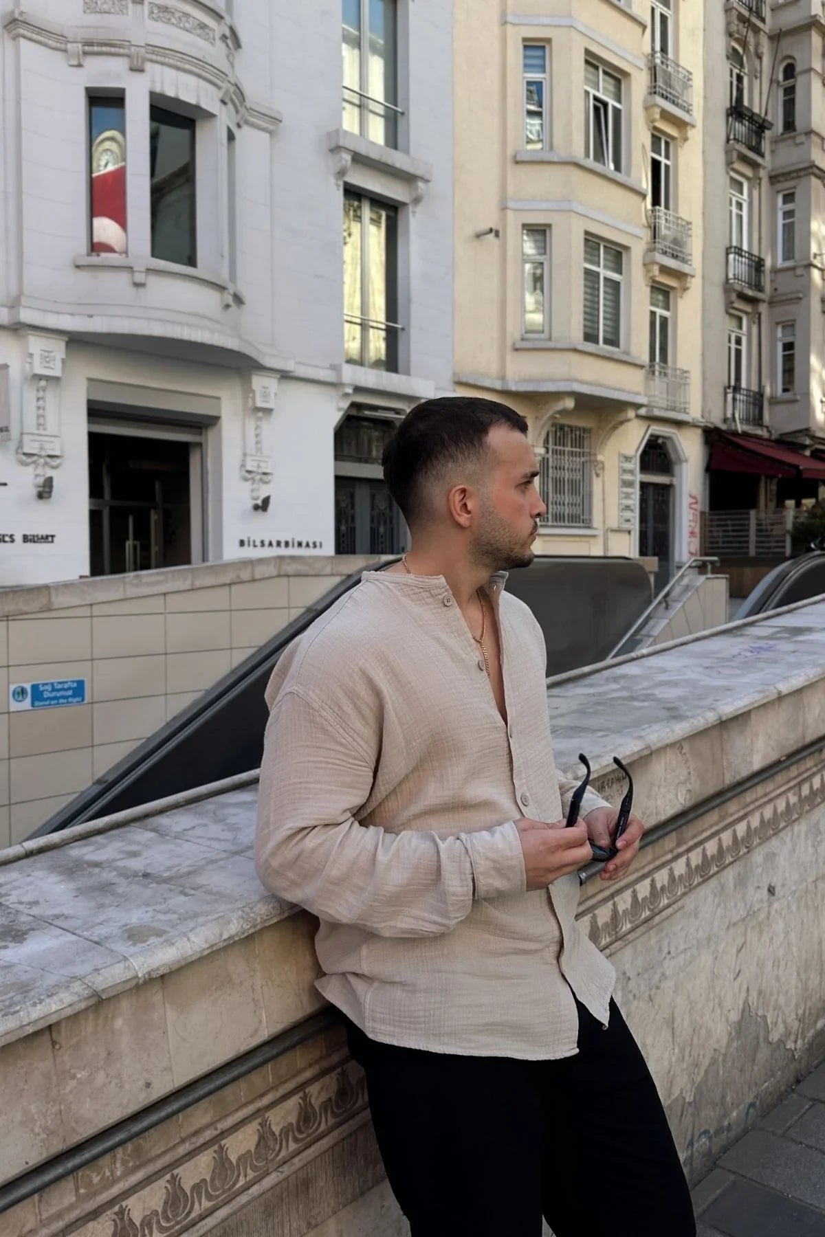 tokma-erkek-yazlik-pamuk-gomlek-hakim-yaka-dugmeli-rahat-kalip-22554 - Livio Ferri