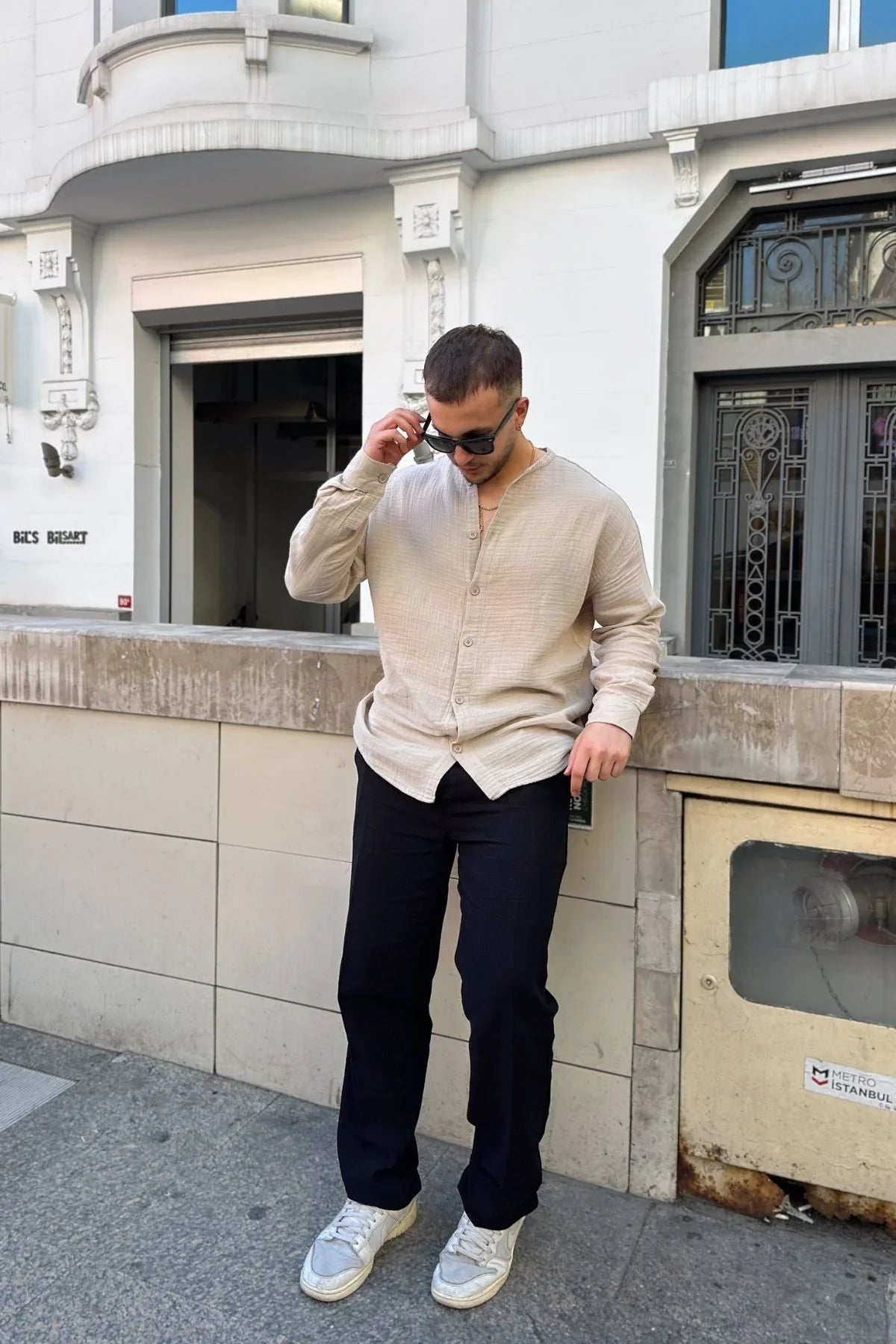 tokma-erkek-yazlik-pamuk-gomlek-hakim-yaka-dugmeli-rahat-kalip-22559 - Livio Ferri