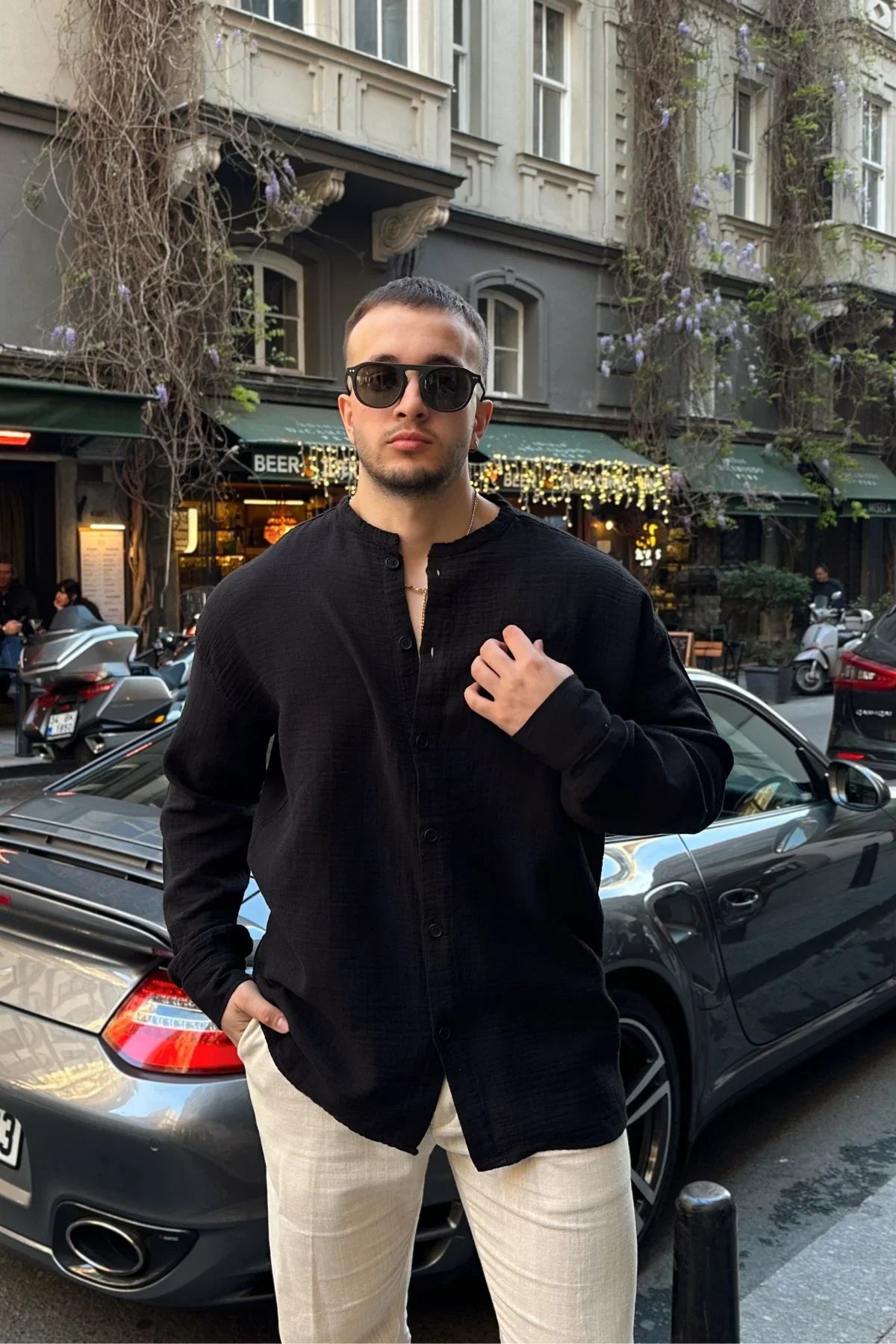 tokma-erkek-yazlik-pamuk-gomlek-hakim-yaka-dugmeli-rahat-kalip-22579 - Livio Ferri