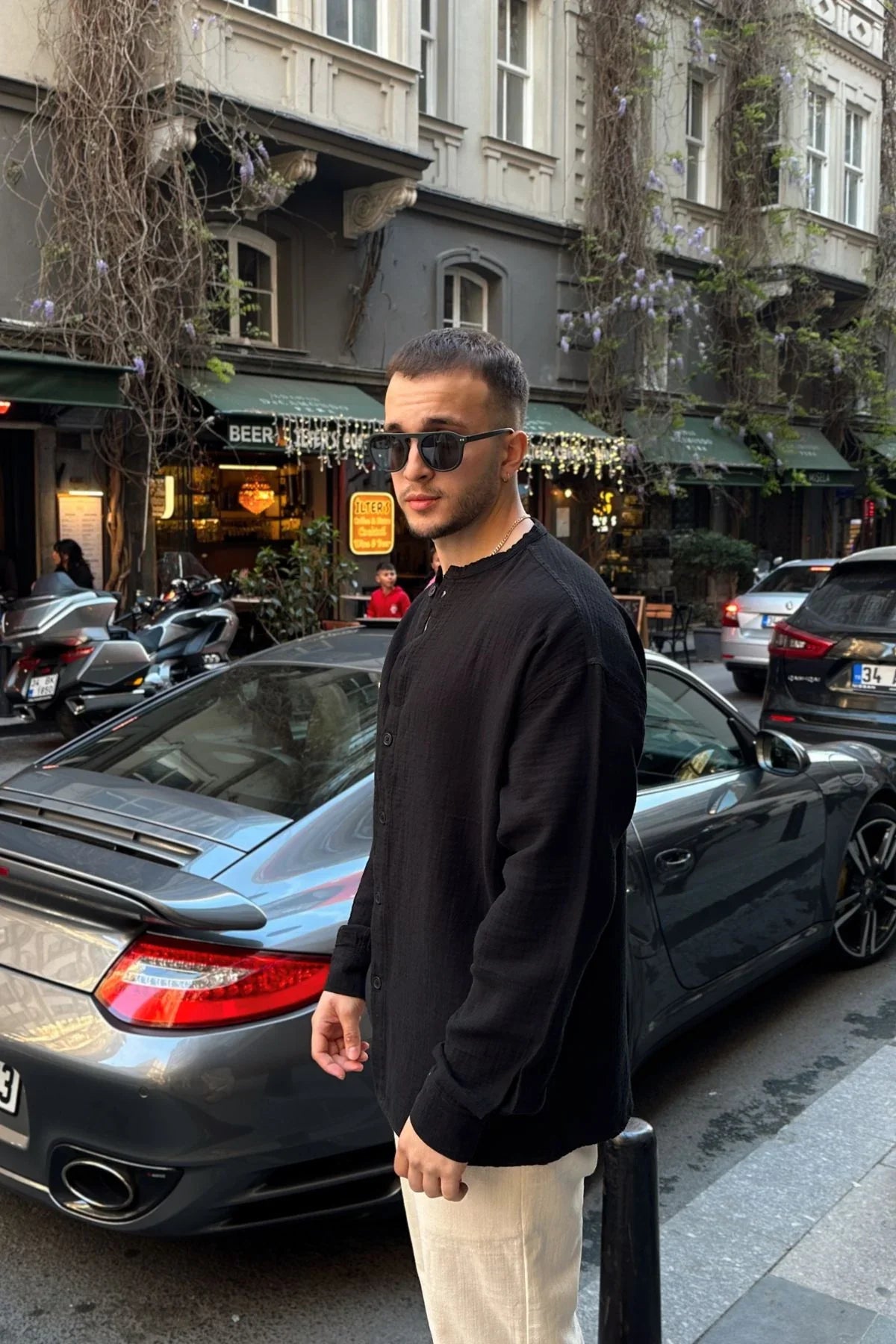 tokma-erkek-yazlik-pamuk-gomlek-hakim-yaka-dugmeli-rahat-kalip-22580 - Livio Ferri