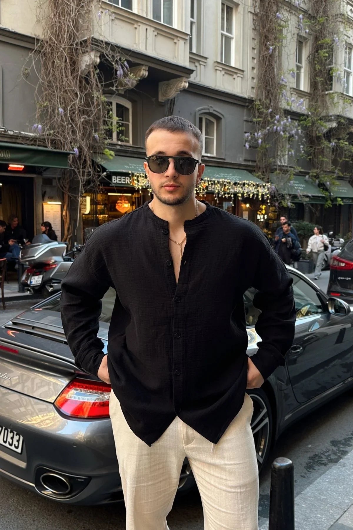 tokma-erkek-yazlik-pamuk-gomlek-hakim-yaka-dugmeli-rahat-kalip-22583 - Livio Ferri