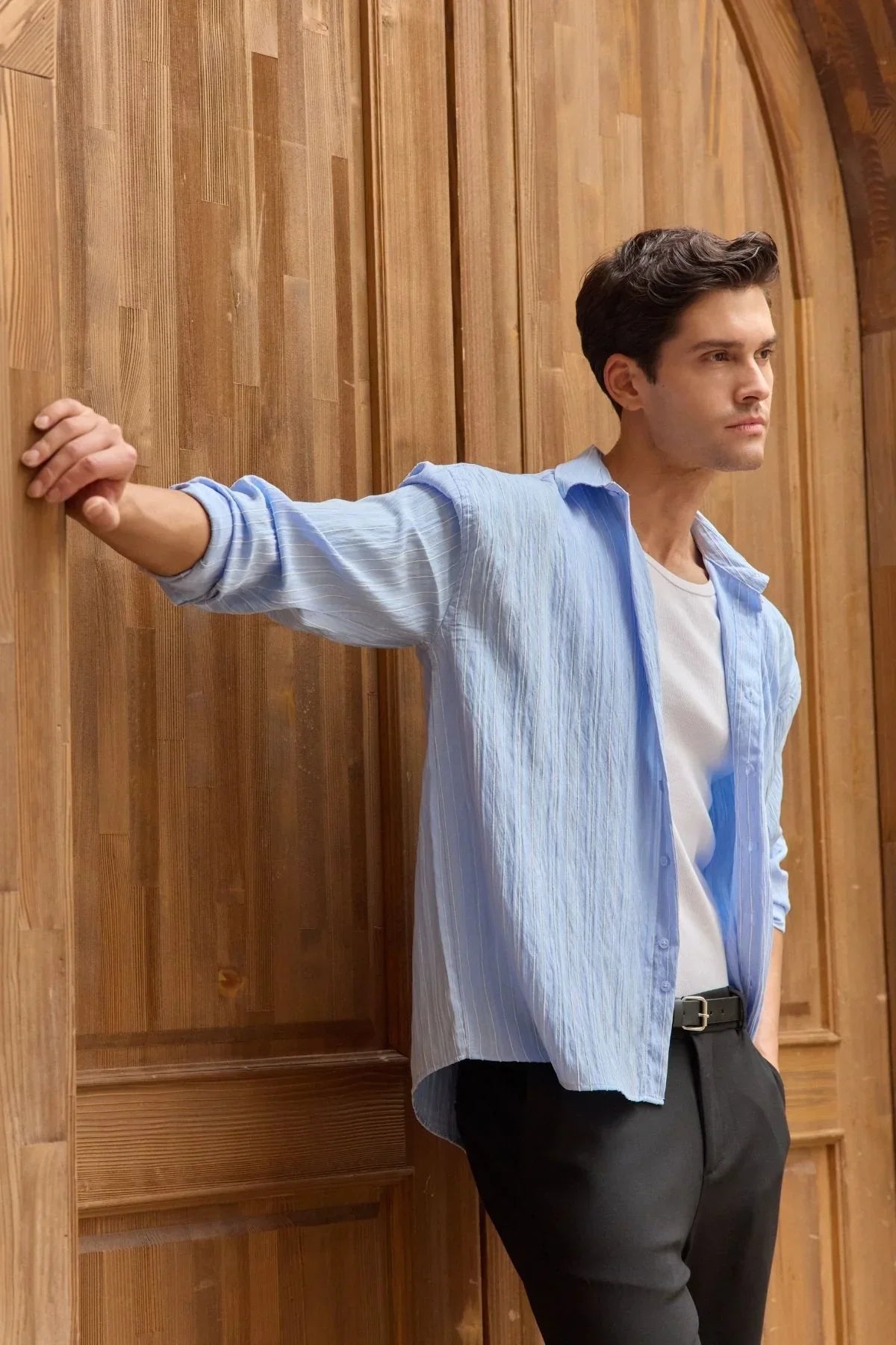 Tugur Erkek Çizgili Oversize Premium Gömlek Soft Touch Refined Comfort - Livio Ferri