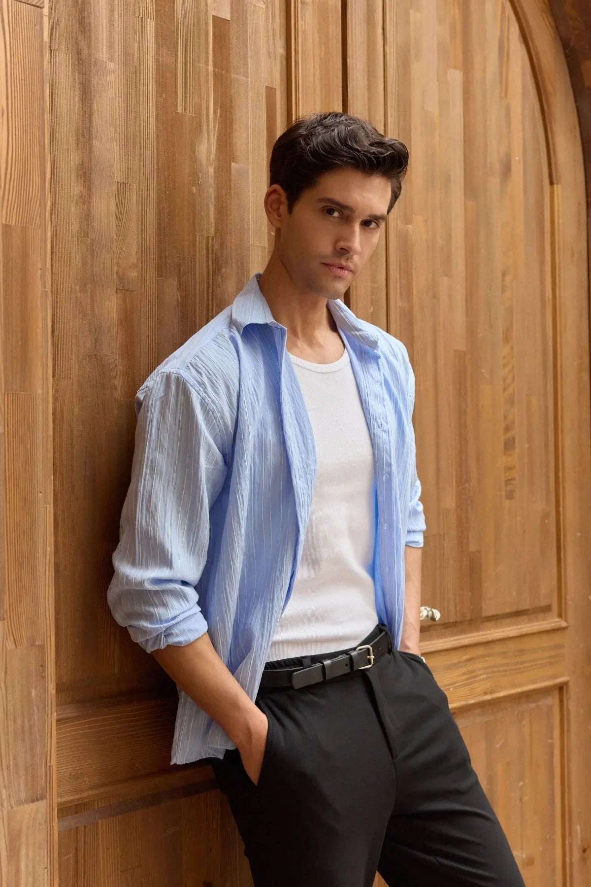 Tugur Erkek Çizgili Oversize Premium Gömlek Soft Touch Refined Comfort - Livio Ferri