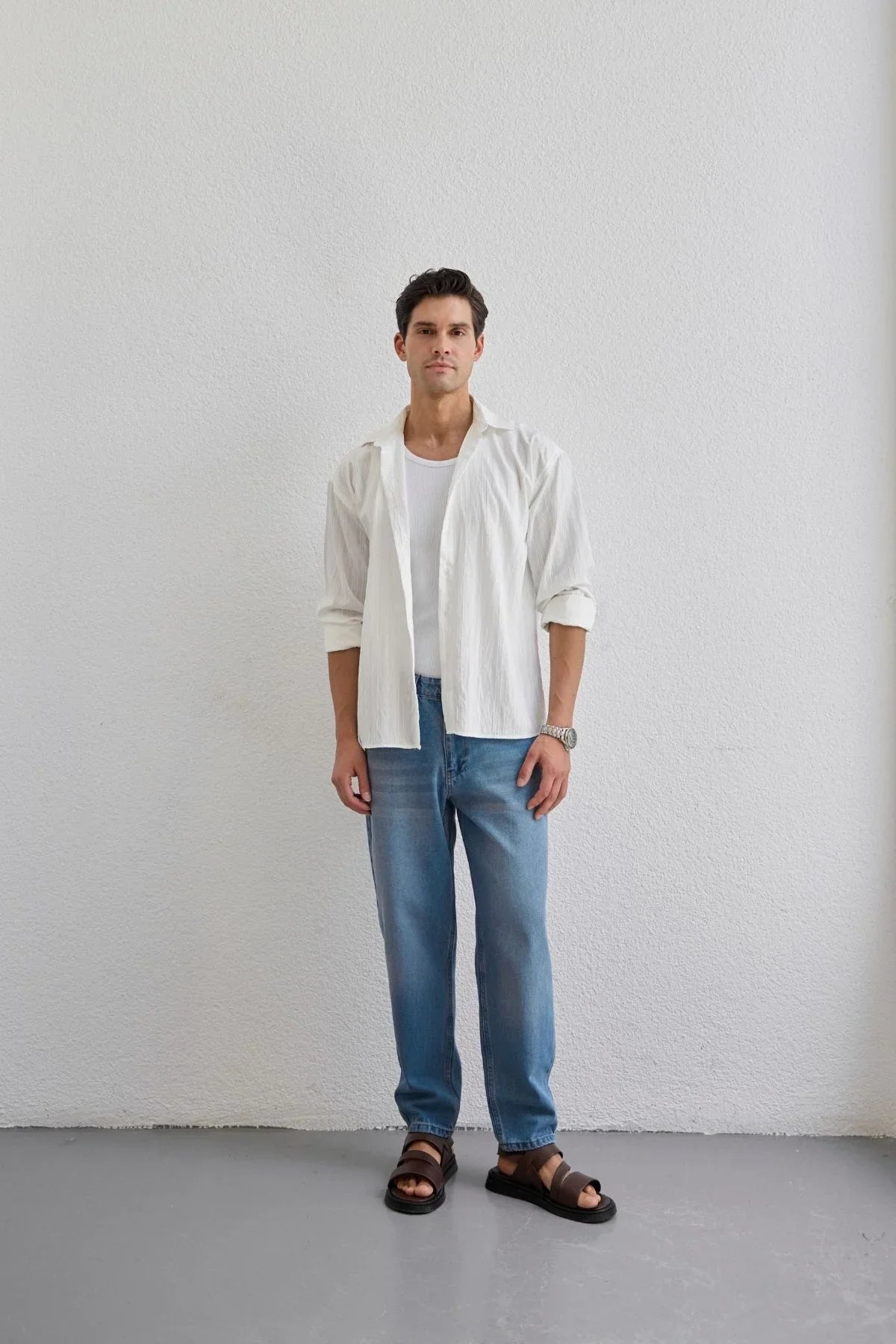 Tugur Erkek Çizgili Oversize Premium Gömlek Soft Touch Refined Comfort - Livio Ferri