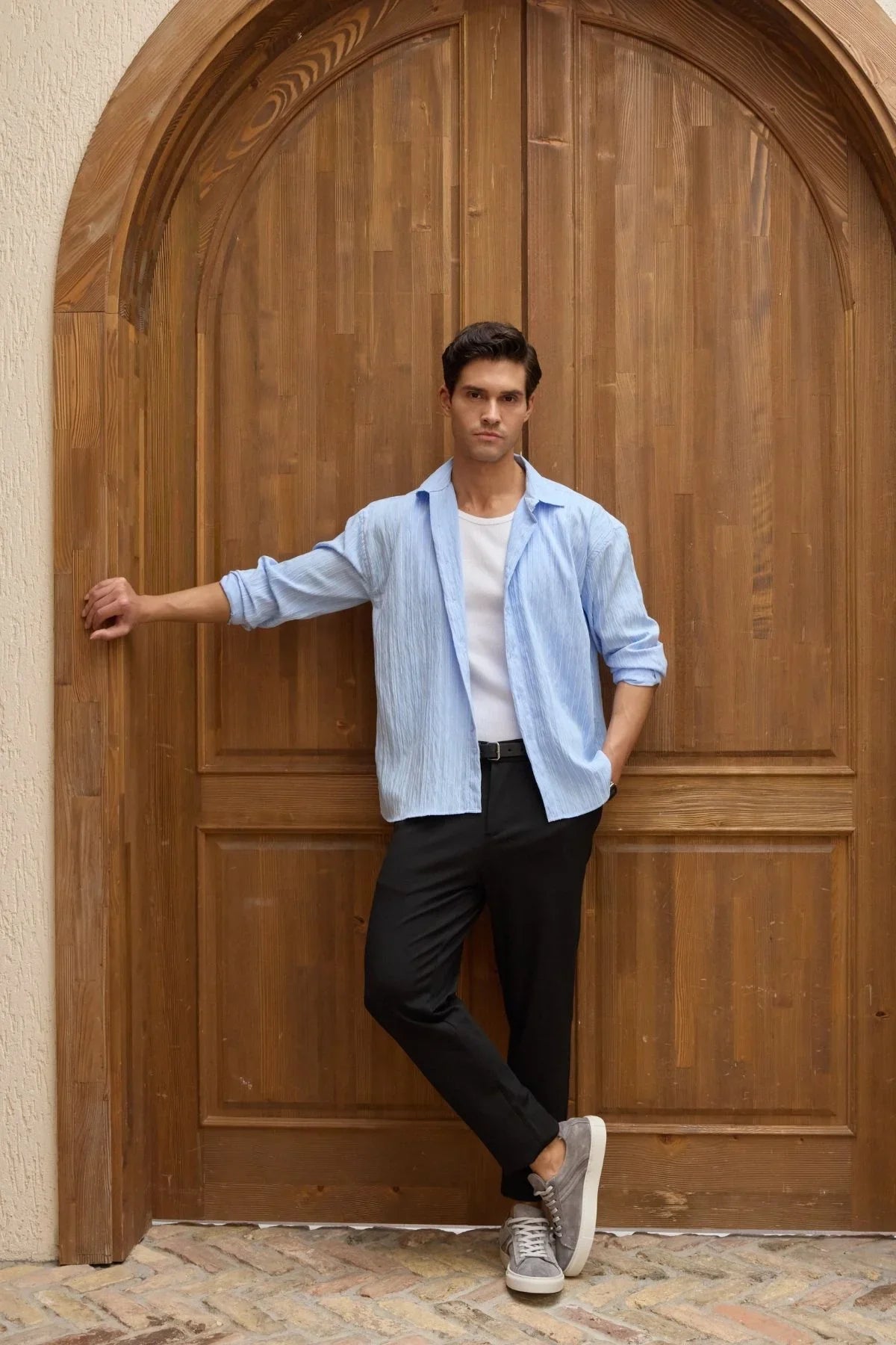 Tugur Erkek Çizgili Oversize Premium Gömlek Soft Touch Refined Comfort - Livio Ferri