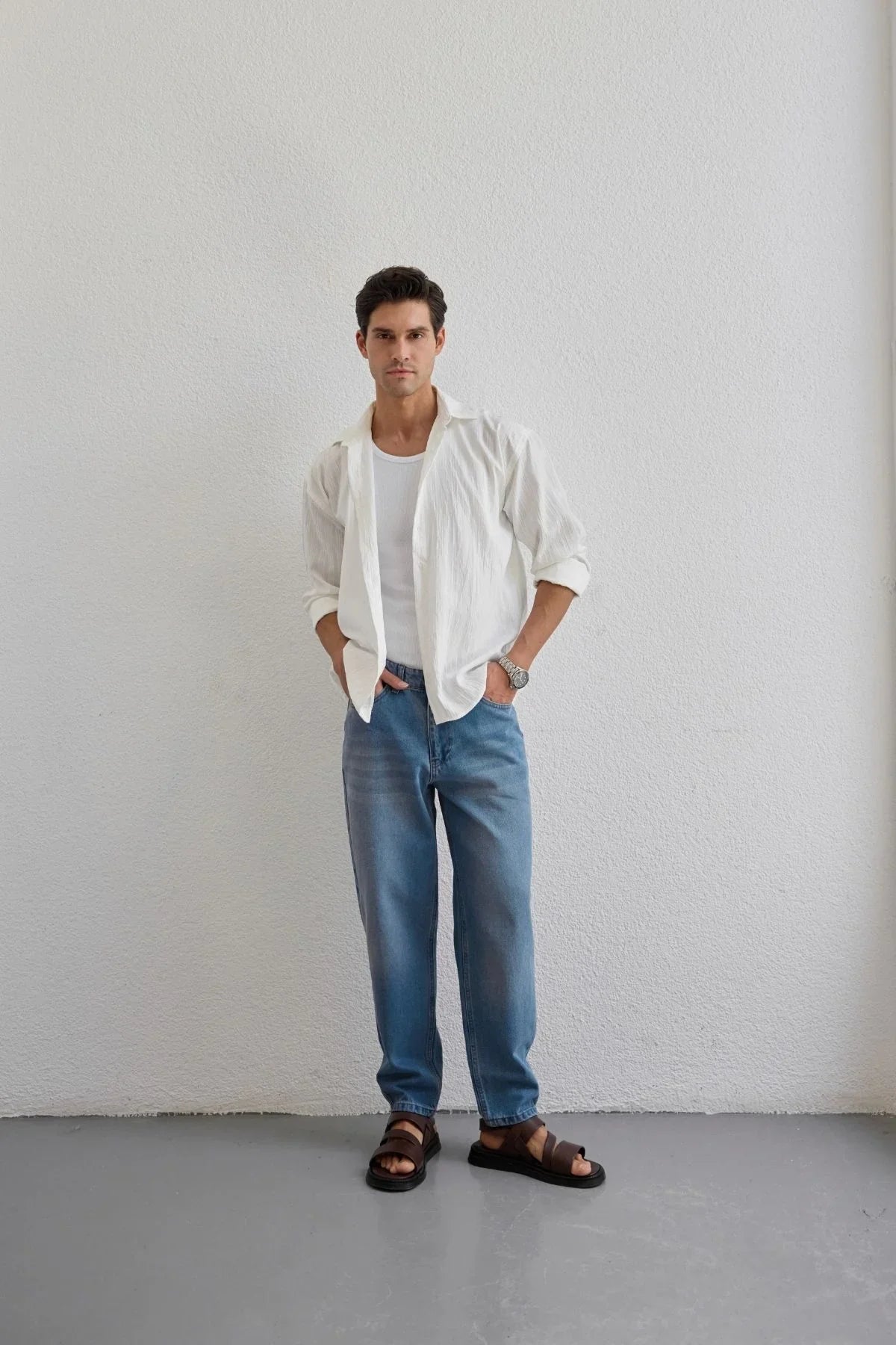 Tugur Erkek Çizgili Oversize Premium Gömlek Soft Touch Refined Comfort - Livio Ferri