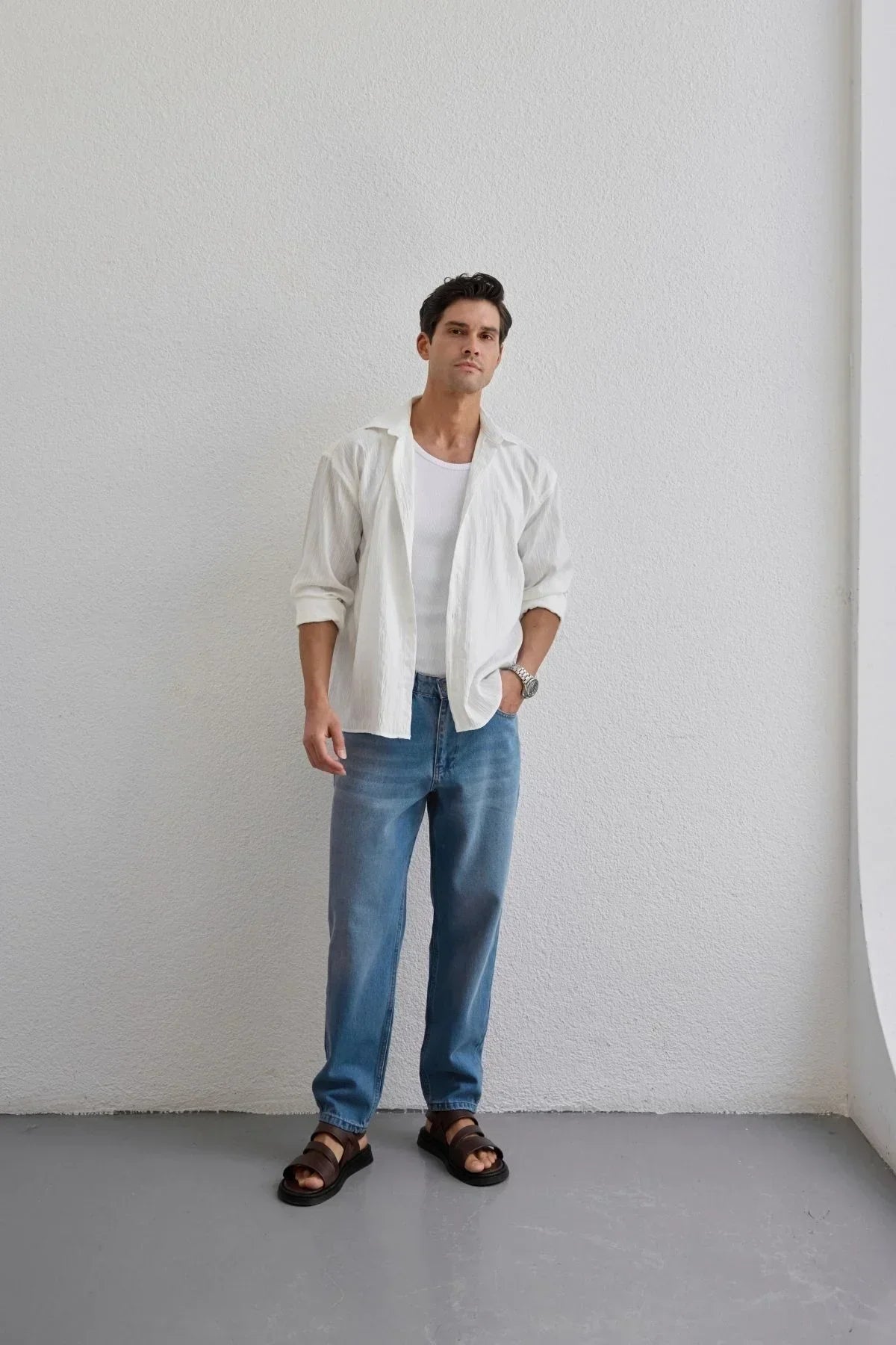Tugur Erkek Çizgili Oversize Premium Gömlek Soft Touch Refined Comfort - Livio Ferri