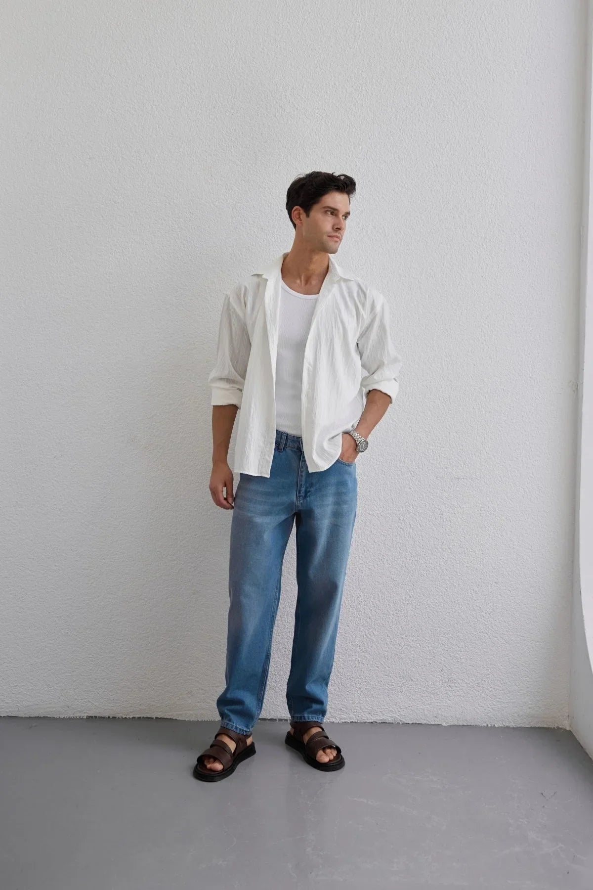 Tugur Erkek Çizgili Oversize Premium Gömlek Soft Touch Refined Comfort - Livio Ferri