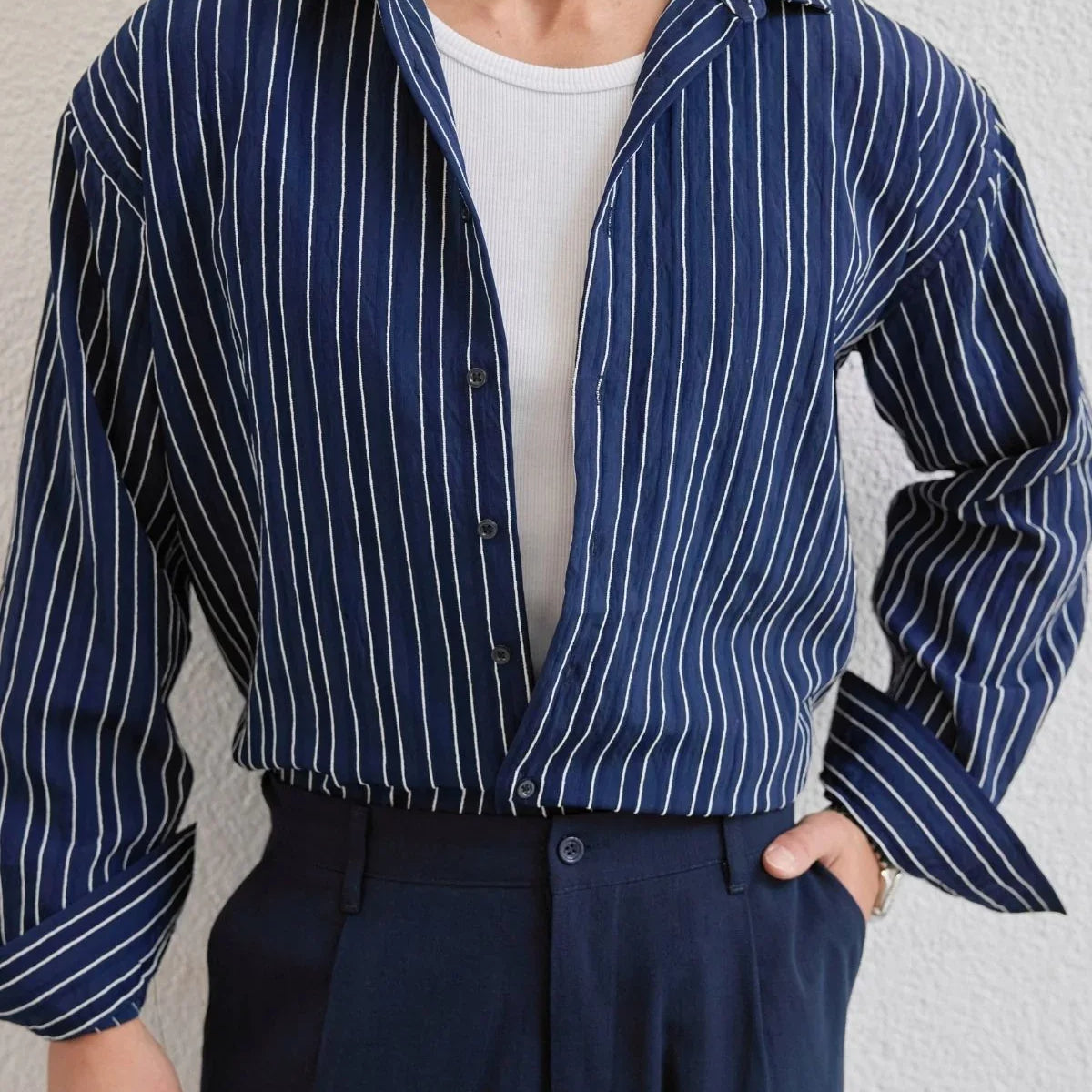 tugur-erkek-cizgili-oversize-premium-gomlek-soft-touch-refined-comfort-24485 - Livio Ferri