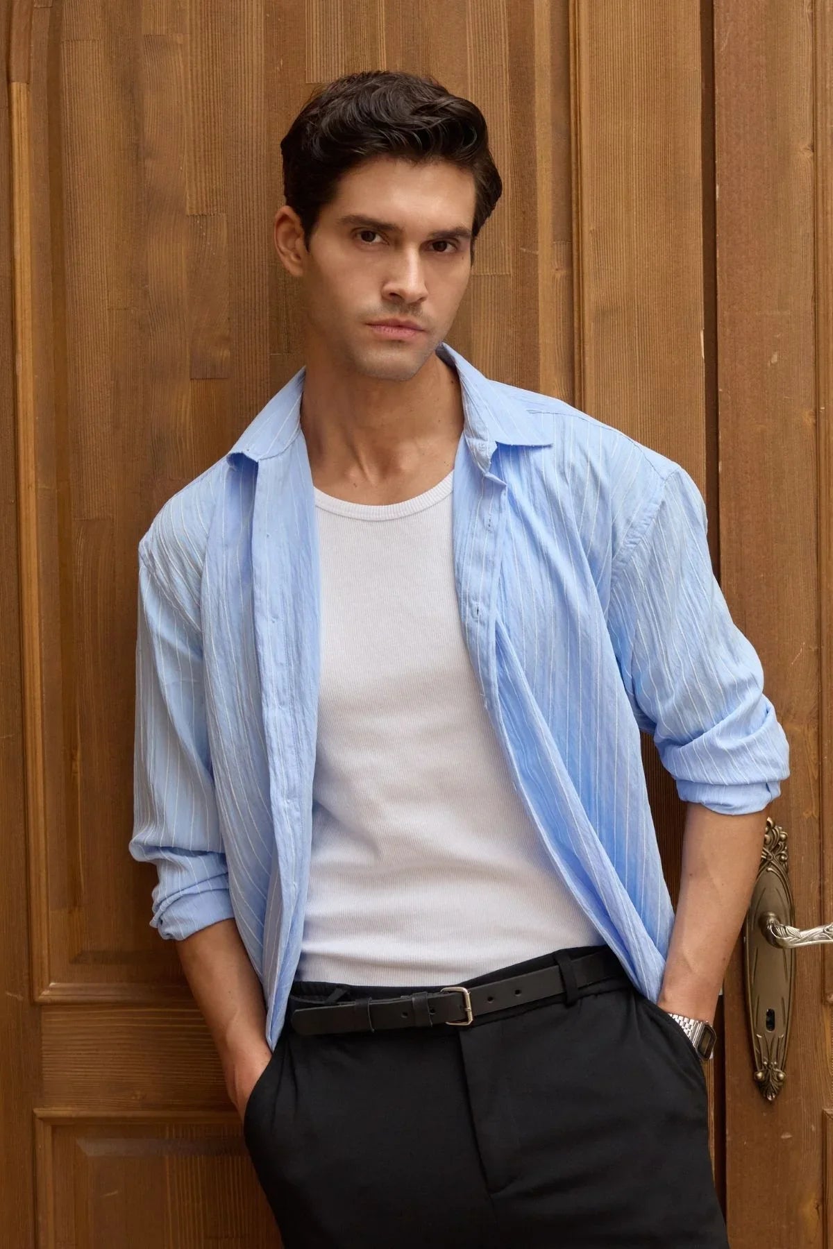 Tugur Erkek Çizgili Oversize Premium Gömlek Soft Touch Refined Comfort - Livio Ferri