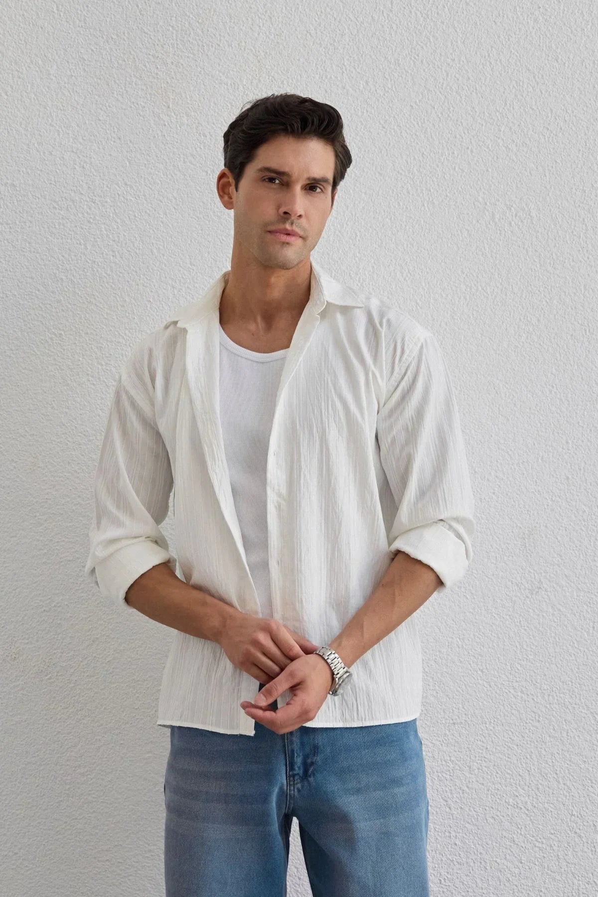 Tugur Erkek Çizgili Oversize Premium Gömlek Soft Touch Refined Comfort - Livio Ferri