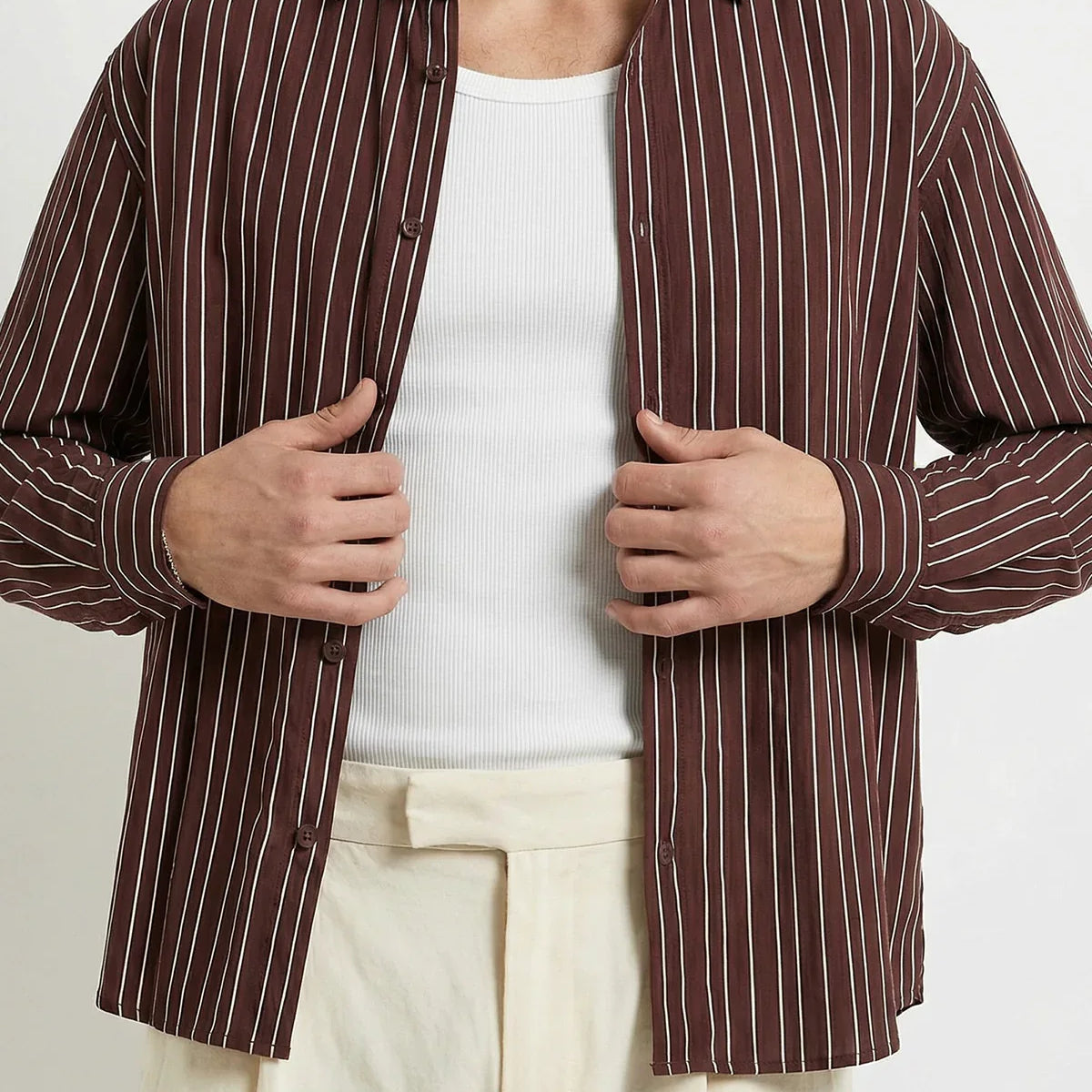 Tugur Erkek Çizgili Oversize Premium Gömlek Soft Touch Refined Comfort - Livio Ferri