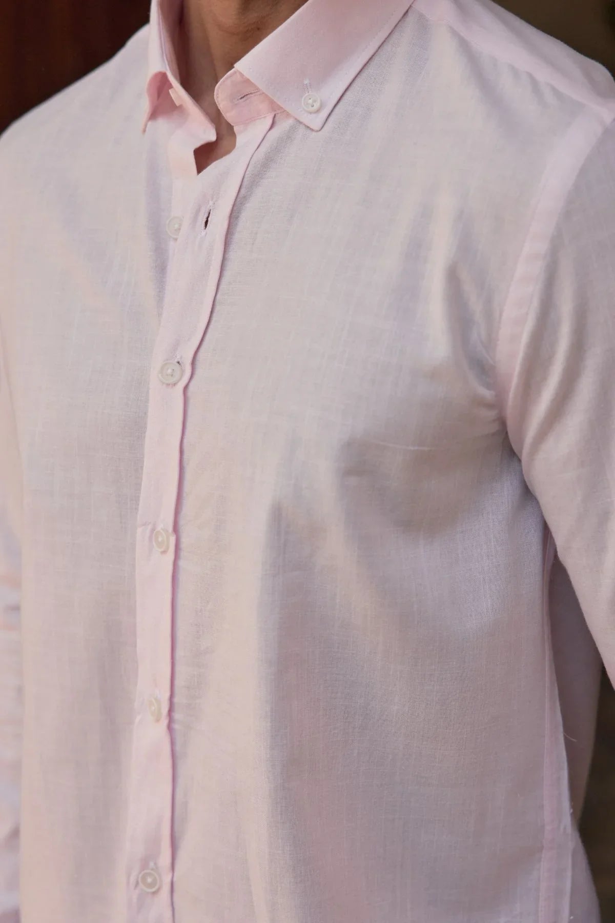 turi-erkek-pamuk-gomlek-modern-slim-fit-keten-gorunumlu-uzun-kol-24013 - Livio Ferri