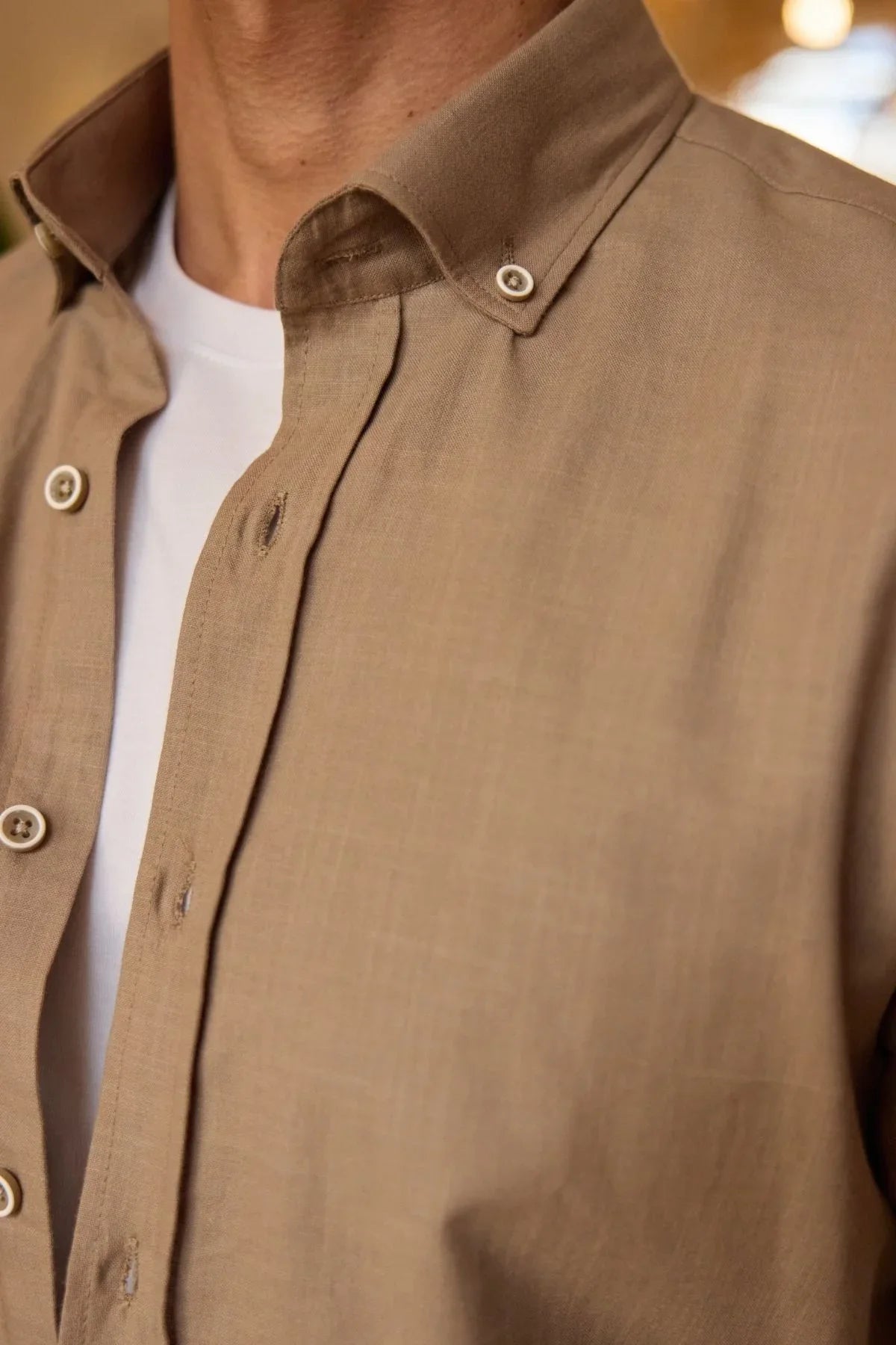 turi-erkek-pamuk-gomlek-modern-slim-fit-keten-gorunumlu-uzun-kol-24017 - Livio Ferri