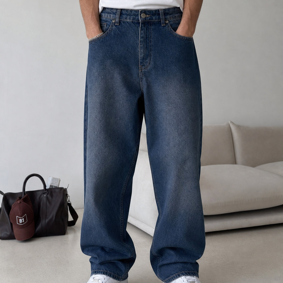Wuhan %100 Pamuk Baggy Erkek Jean