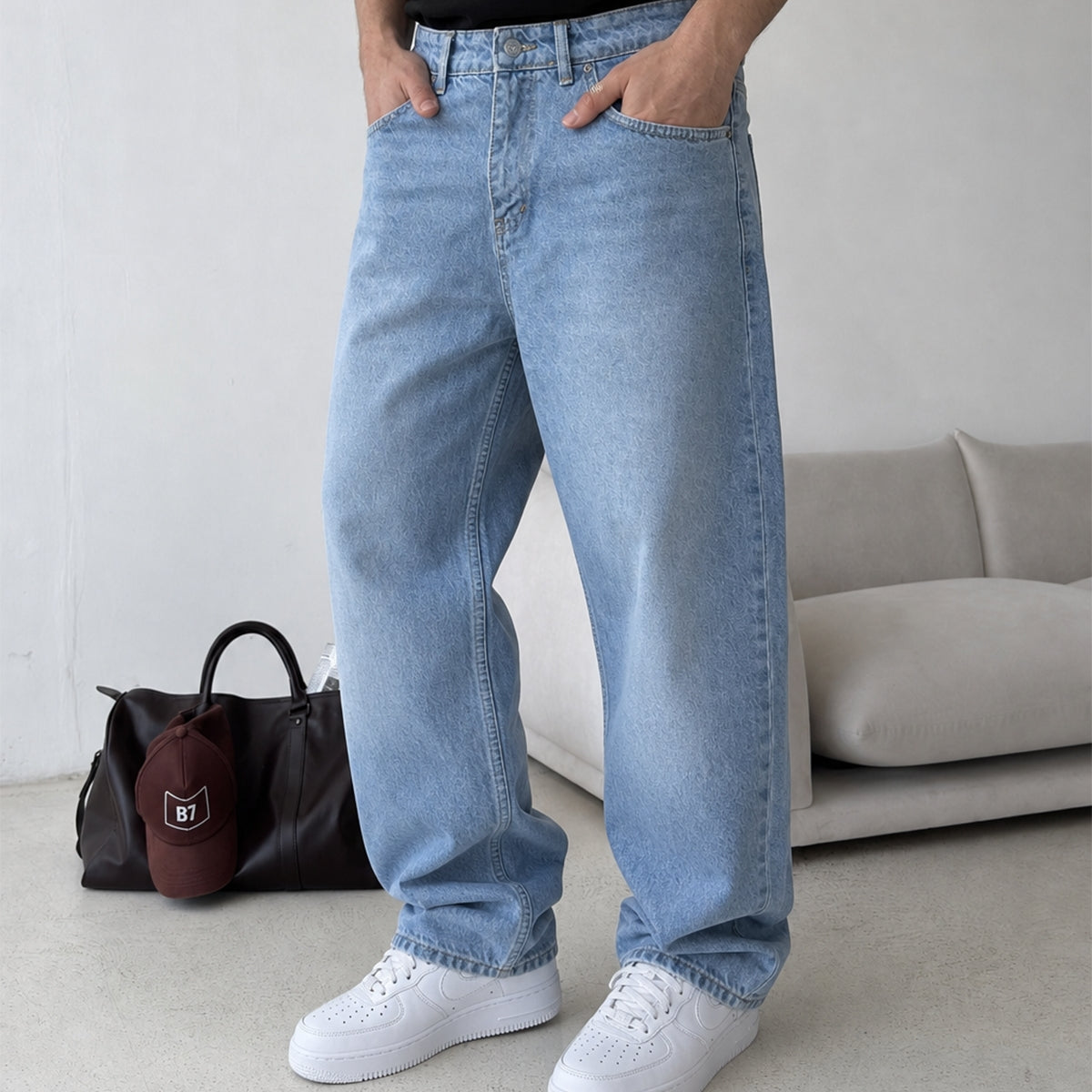 Wuhan %100 Pamuk Baggy Erkek Jean
