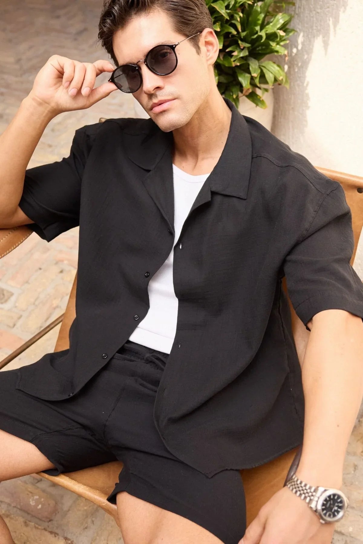 Xar Erkek Oversize Müslin Şort Gömlek Takım %100 Pamuk Soft Feel - Livio Ferri