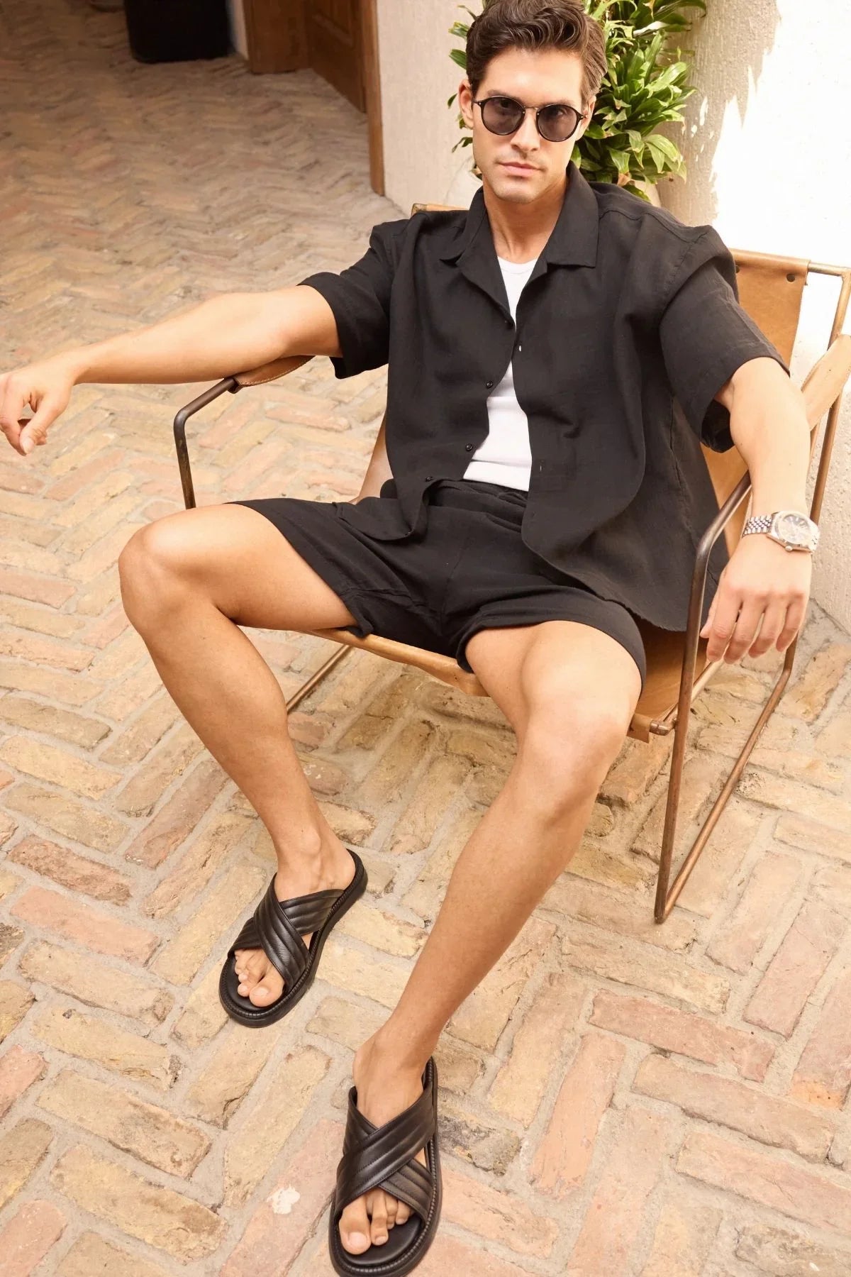 Xar Erkek Oversize Müslin Şort Gömlek Takım %100 Pamuk Soft Feel - Livio Ferri