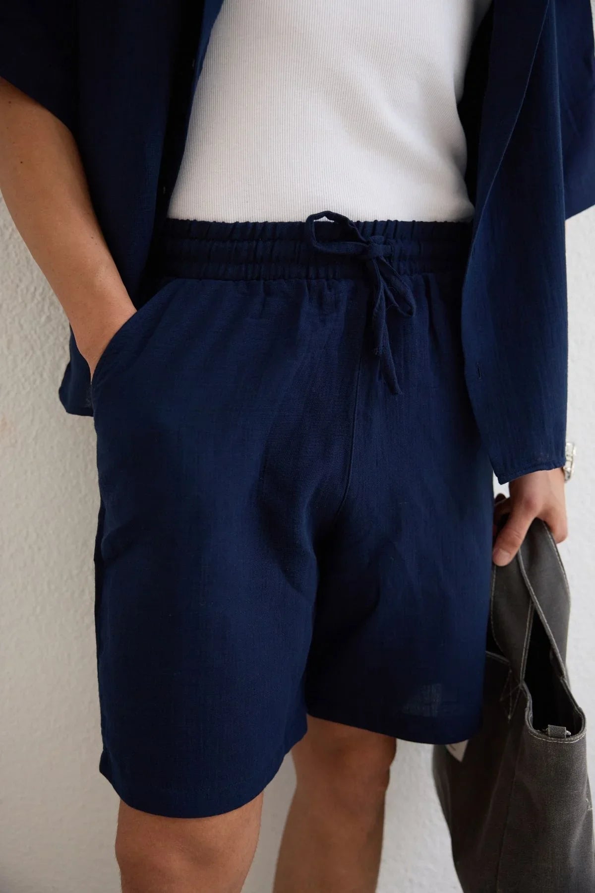 Xar Erkek Oversize Müslin Şort Gömlek Takım %100 Pamuk Soft Feel - Livio Ferri