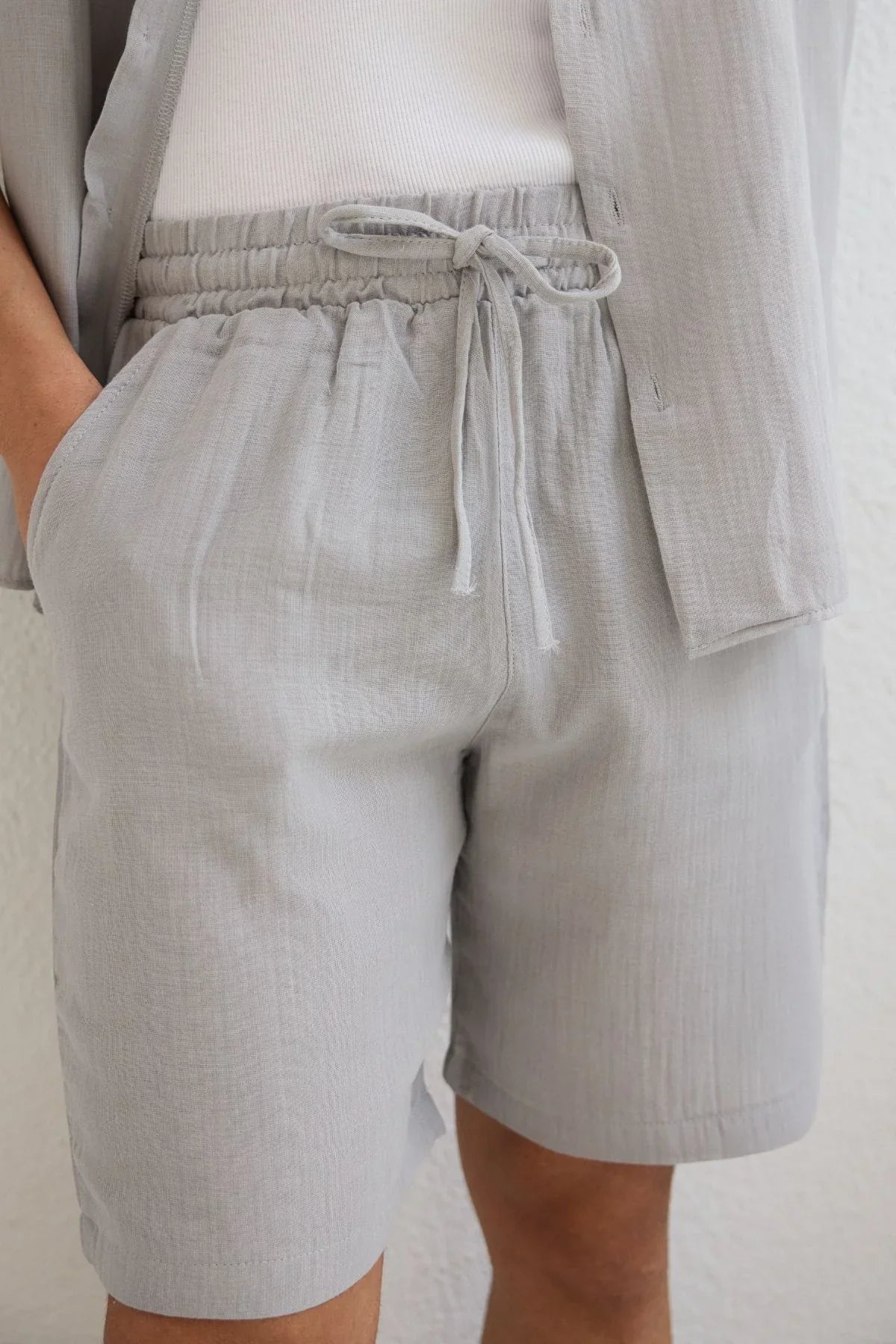 Xar Erkek Oversize Müslin Şort Gömlek Takım %100 Pamuk Soft Feel - Livio Ferri