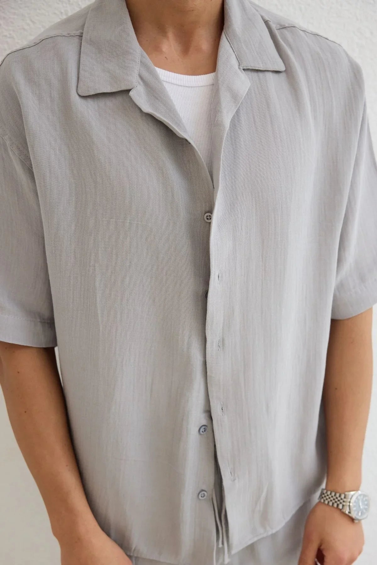 Xar Erkek Oversize Müslin Şort Gömlek Takım %100 Pamuk Soft Feel - Livio Ferri