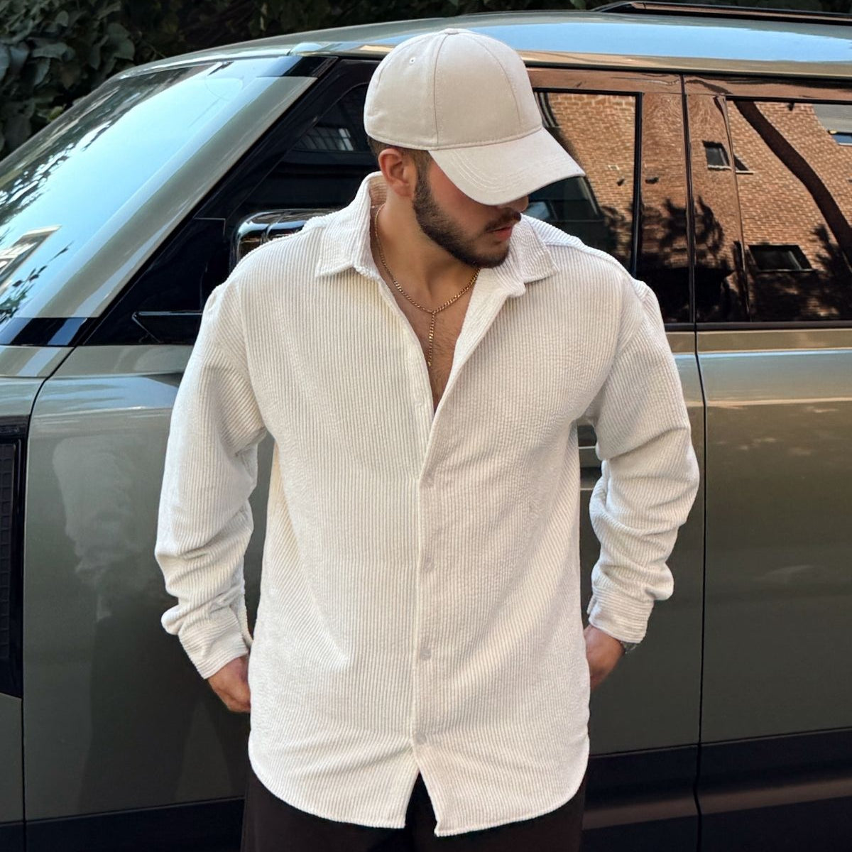 Yotau Erkek Oversize Fit Kadife Uzun Kollu Gömlek Ceket