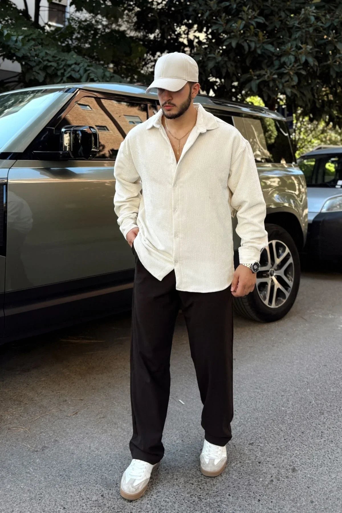 Yotau Erkek Oversize Fit Kadife Uzun Kollu Gömlek Ceket - Livio Ferri