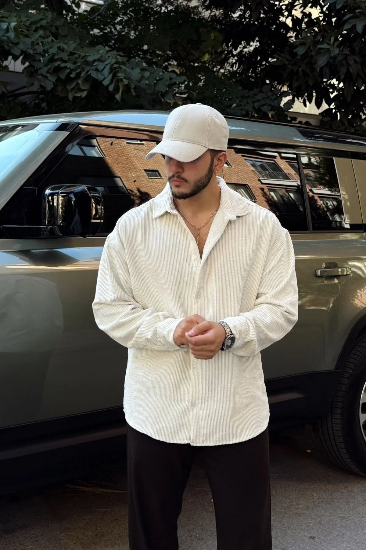 Yotau Erkek Oversize Fit Kadife Uzun Kollu Gömlek Ceket - Livio Ferri