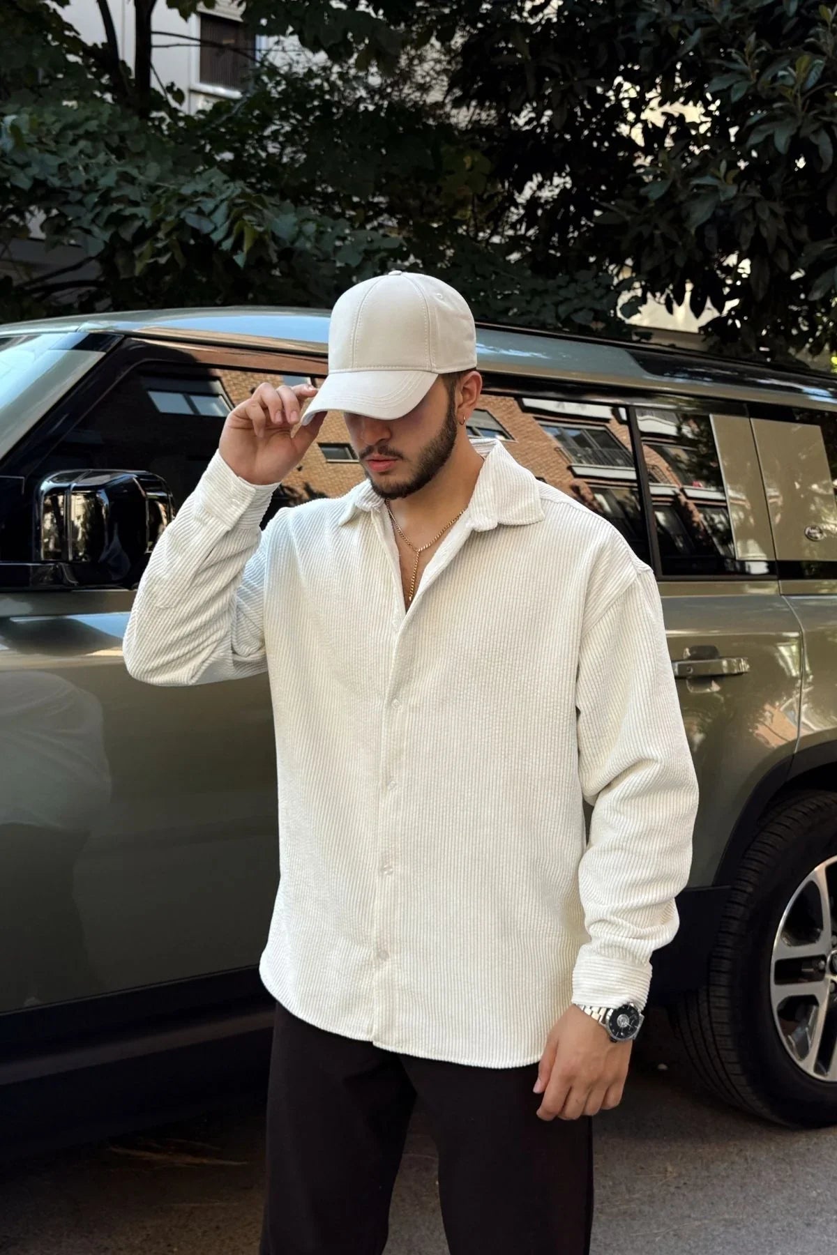 Yotau Erkek Oversize Fit Kadife Uzun Kollu Gömlek Ceket - Livio Ferri