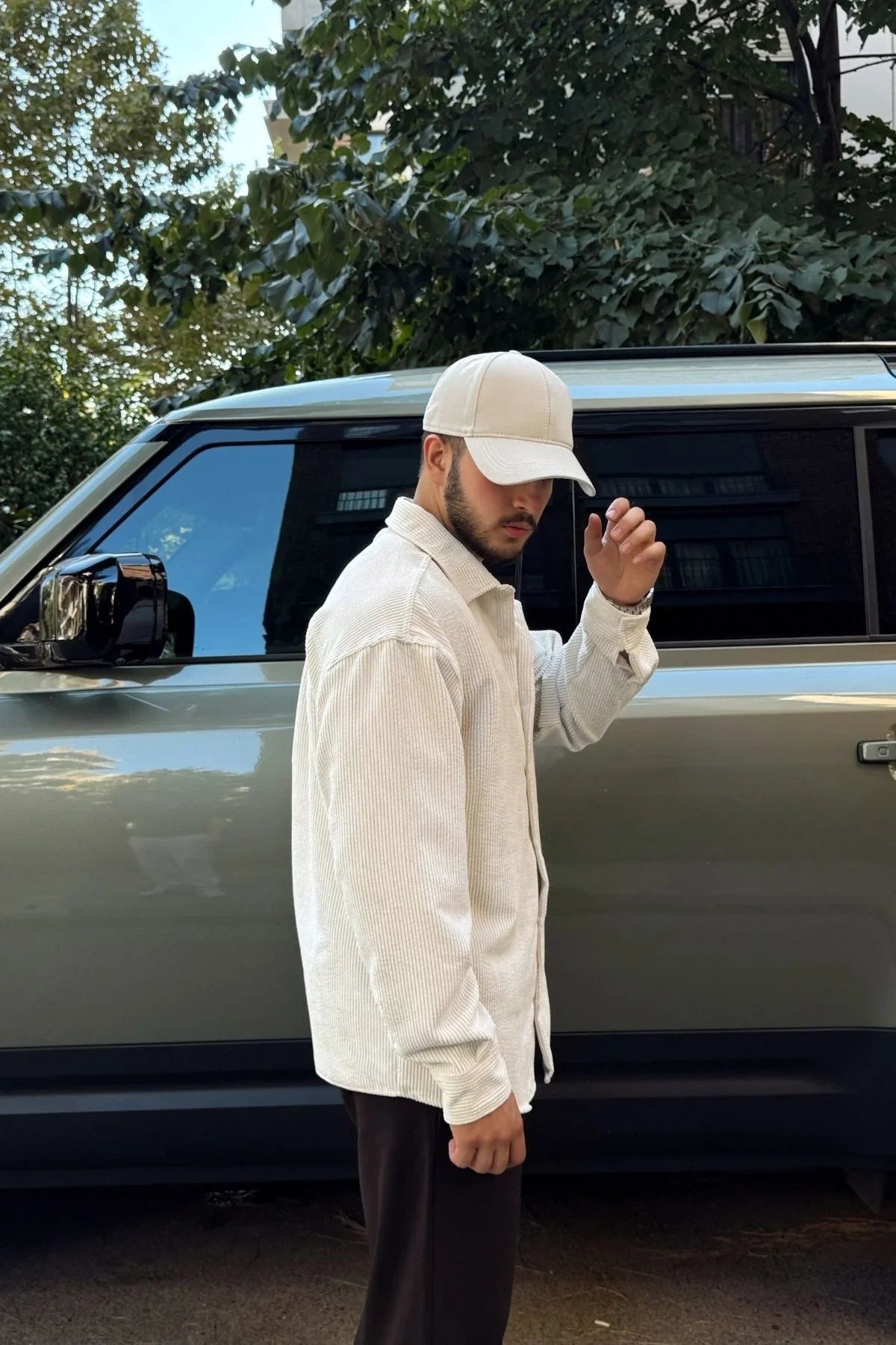 Yotau Erkek Oversize Fit Kadife Uzun Kollu Gömlek Ceket - Livio Ferri