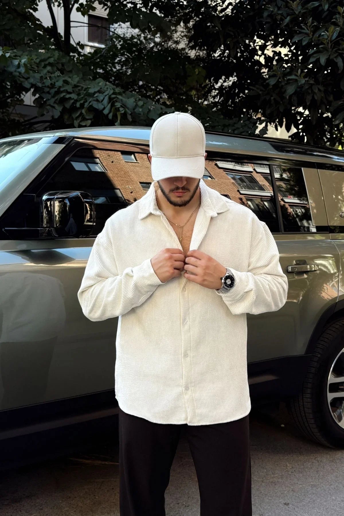 Yotau Erkek Oversize Fit Kadife Uzun Kollu Gömlek Ceket - Livio Ferri