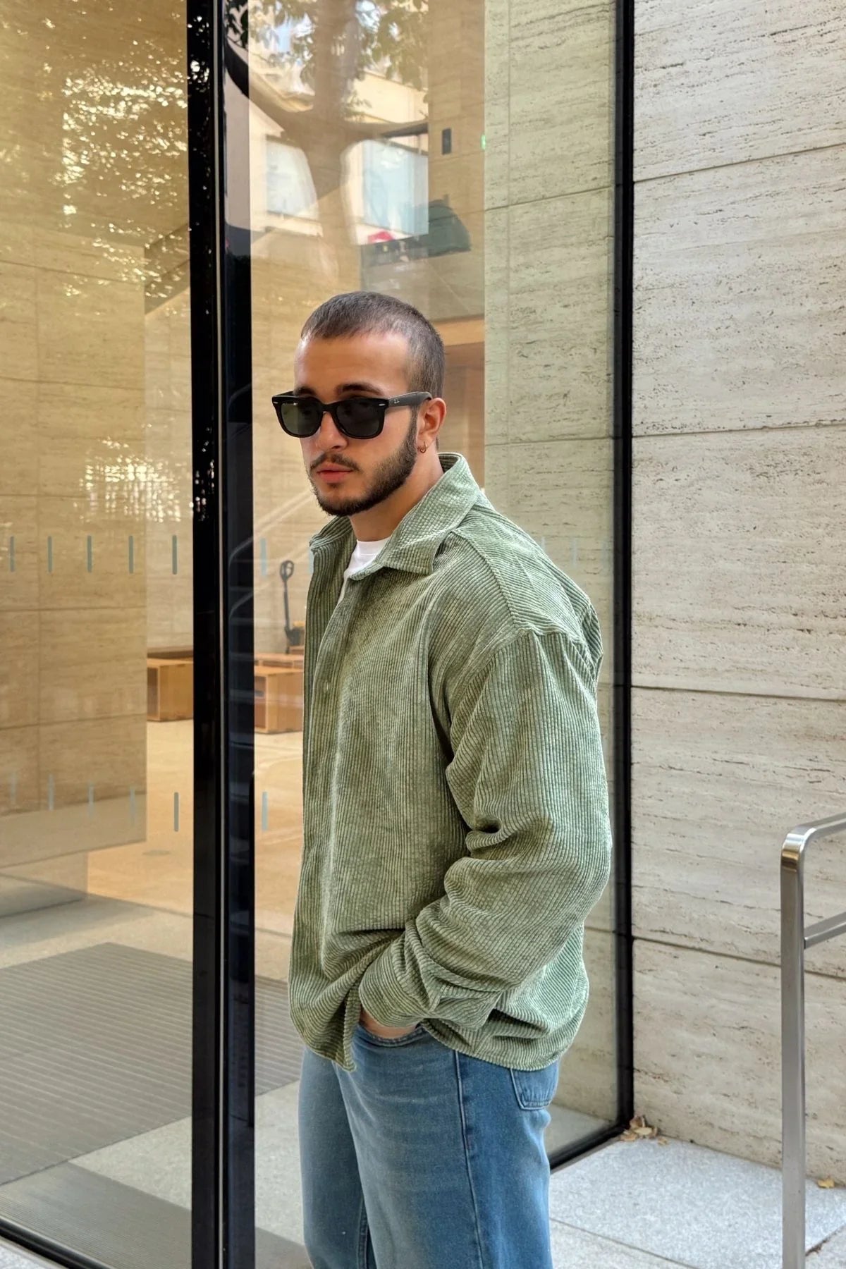 Yotau Erkek Oversize Fit Kadife Uzun Kollu Gömlek Ceket - Livio Ferri