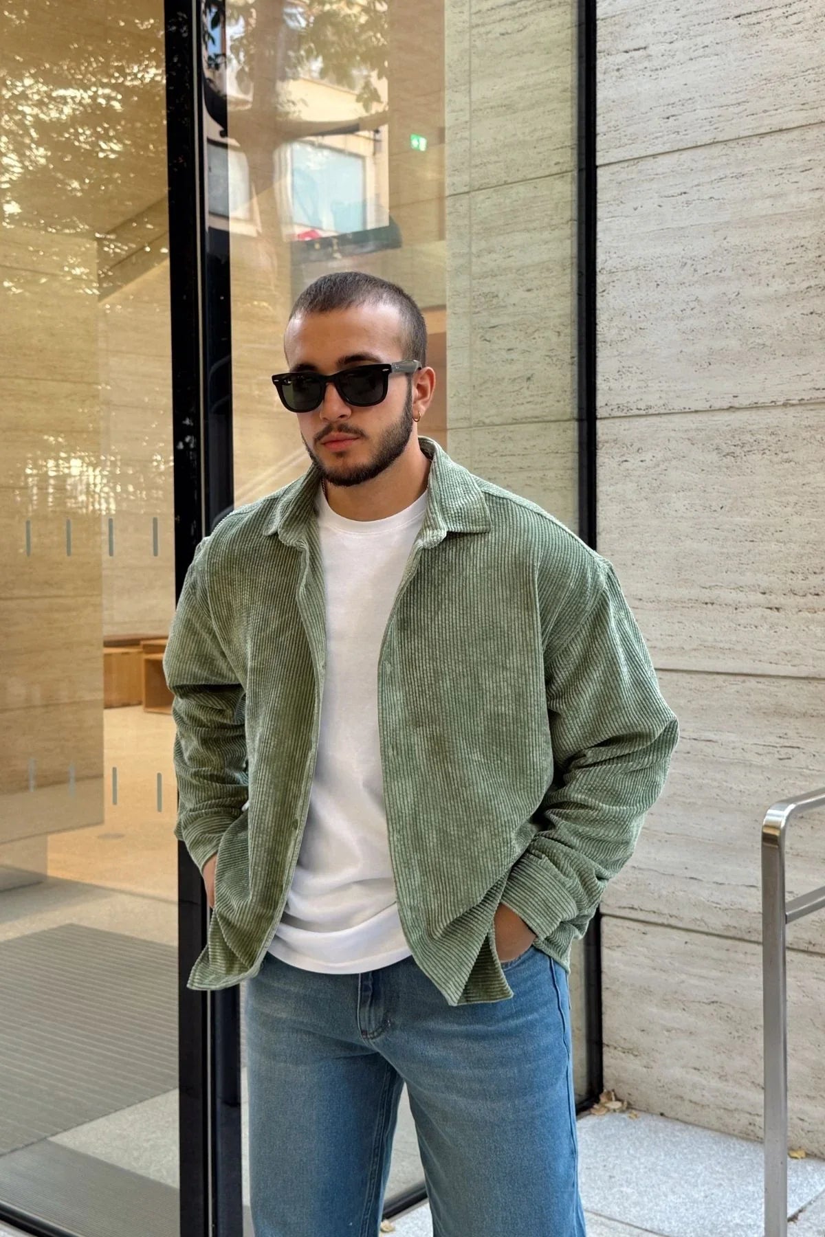 Yotau Erkek Oversize Fit Kadife Uzun Kollu Gömlek Ceket - Livio Ferri