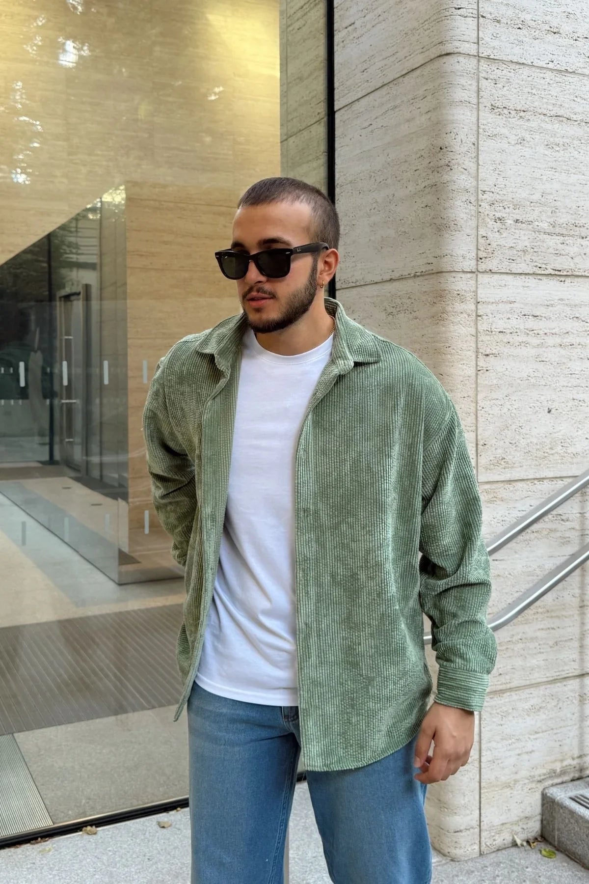 Yotau Erkek Oversize Fit Kadife Uzun Kollu Gömlek Ceket - Livio Ferri