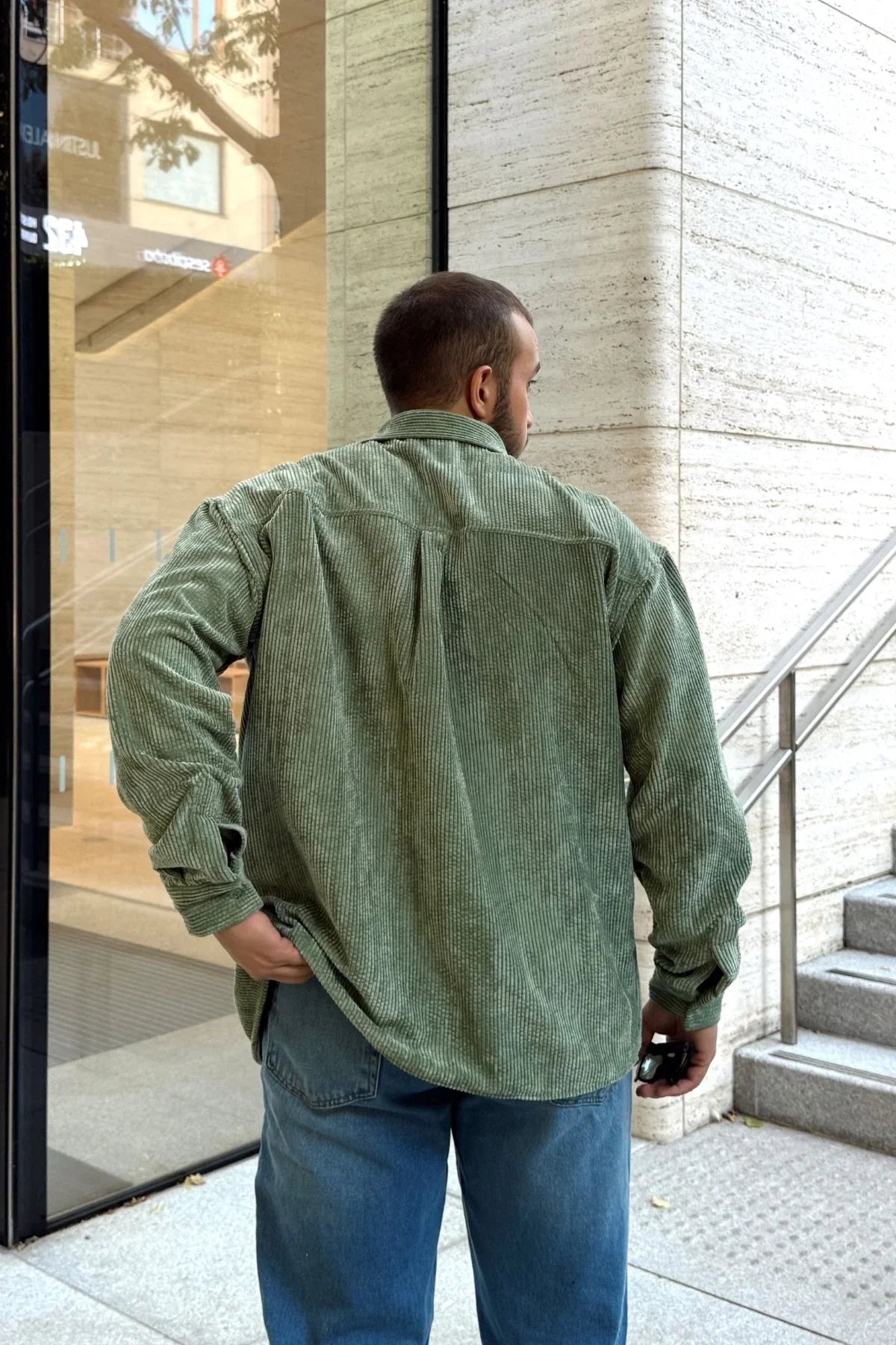 Yotau Erkek Oversize Fit Kadife Uzun Kollu Gömlek Ceket - Livio Ferri