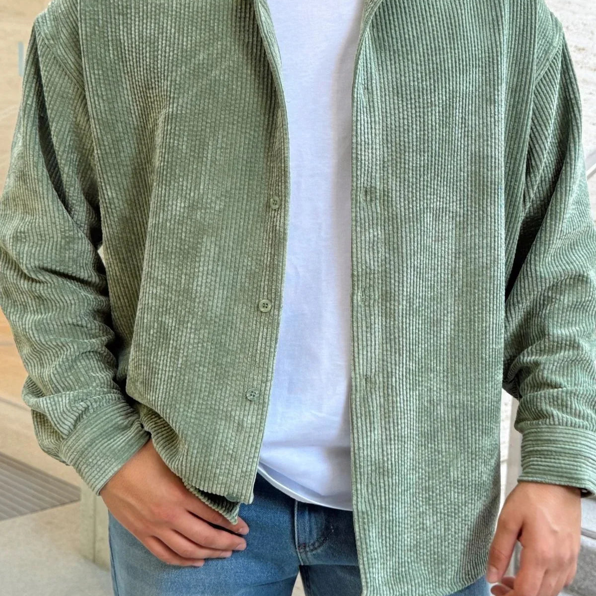 Yotau Erkek Oversize Fit Kadife Uzun Kollu Gömlek Ceket