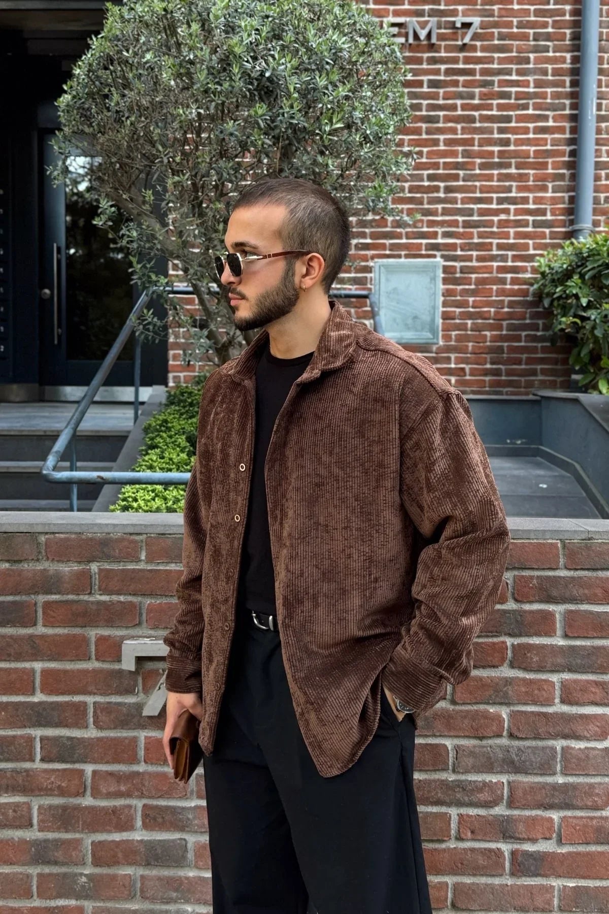 Yotau Erkek Oversize Fit Kadife Uzun Kollu Gömlek Ceket - Livio Ferri