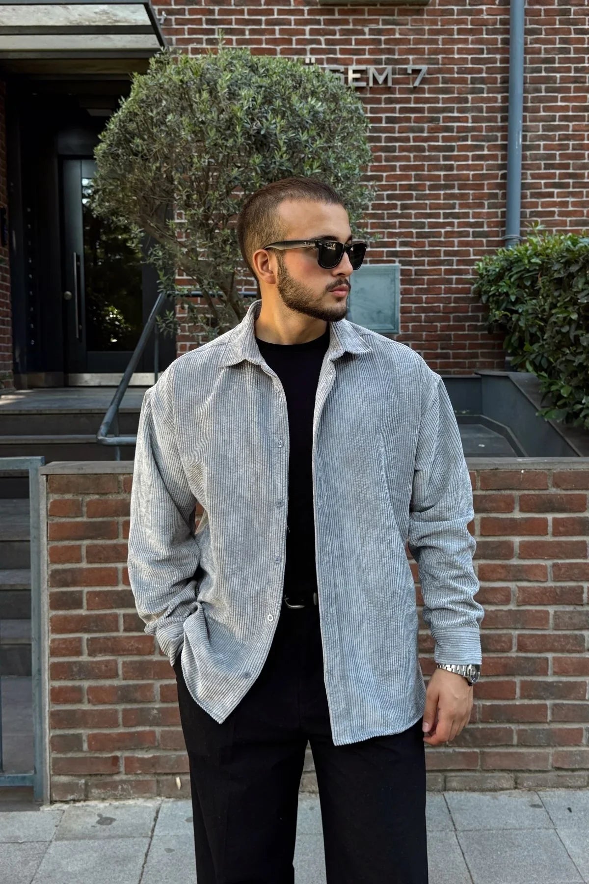 Yotau Erkek Oversize Fit Kadife Uzun Kollu Gömlek Ceket - Livio Ferri