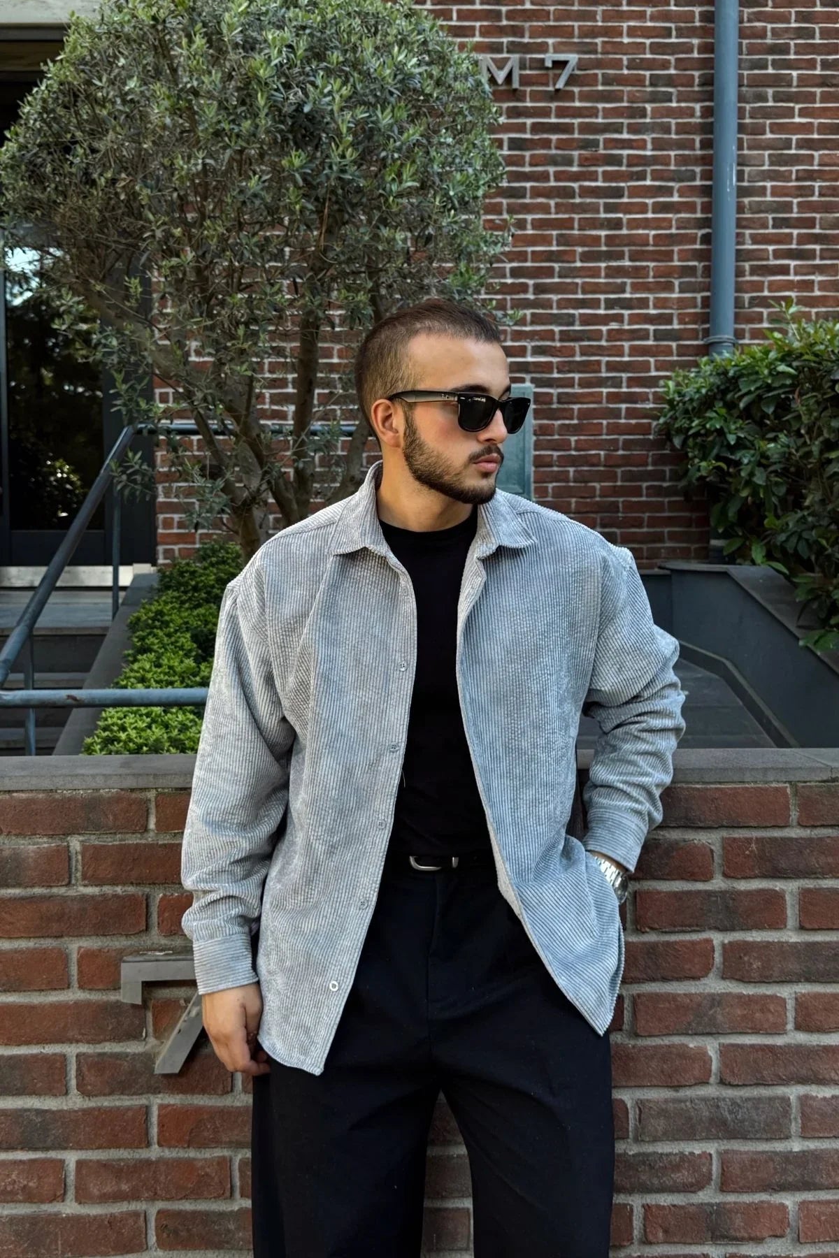 Yotau Erkek Oversize Fit Kadife Uzun Kollu Gömlek Ceket - Livio Ferri