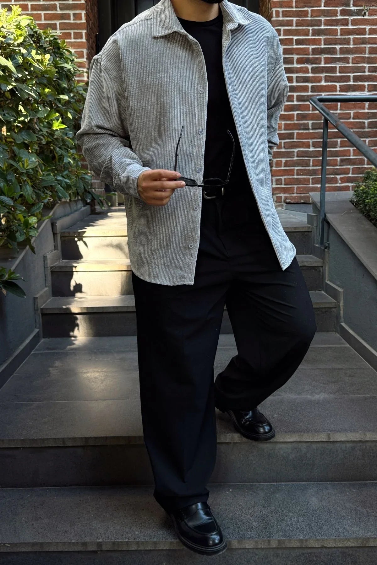 Yotau Erkek Oversize Fit Kadife Uzun Kollu Gömlek Ceket - Livio Ferri