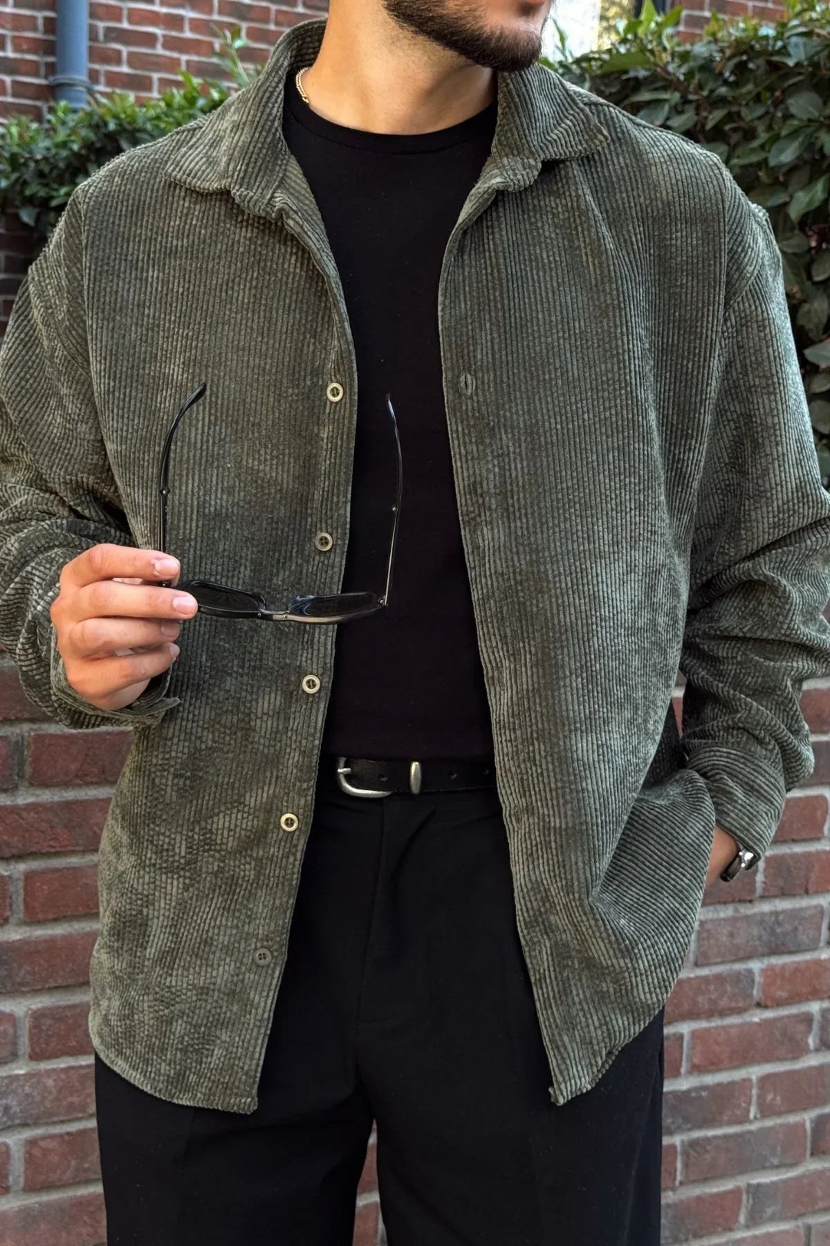 Yotau Erkek Oversize Fit Kadife Uzun Kollu Gömlek Ceket - Livio Ferri