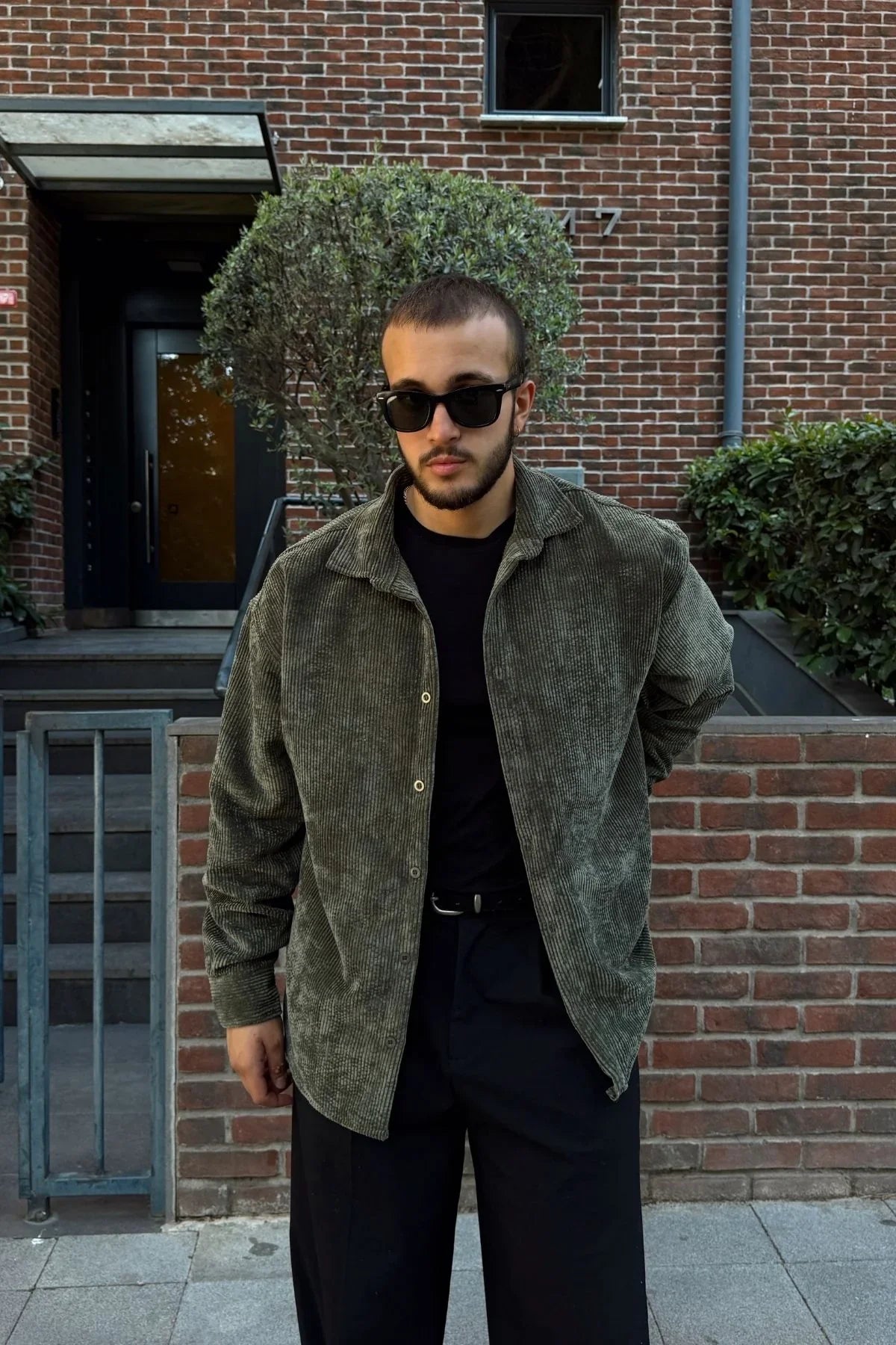 Yotau Erkek Oversize Fit Kadife Uzun Kollu Gömlek Ceket - Livio Ferri