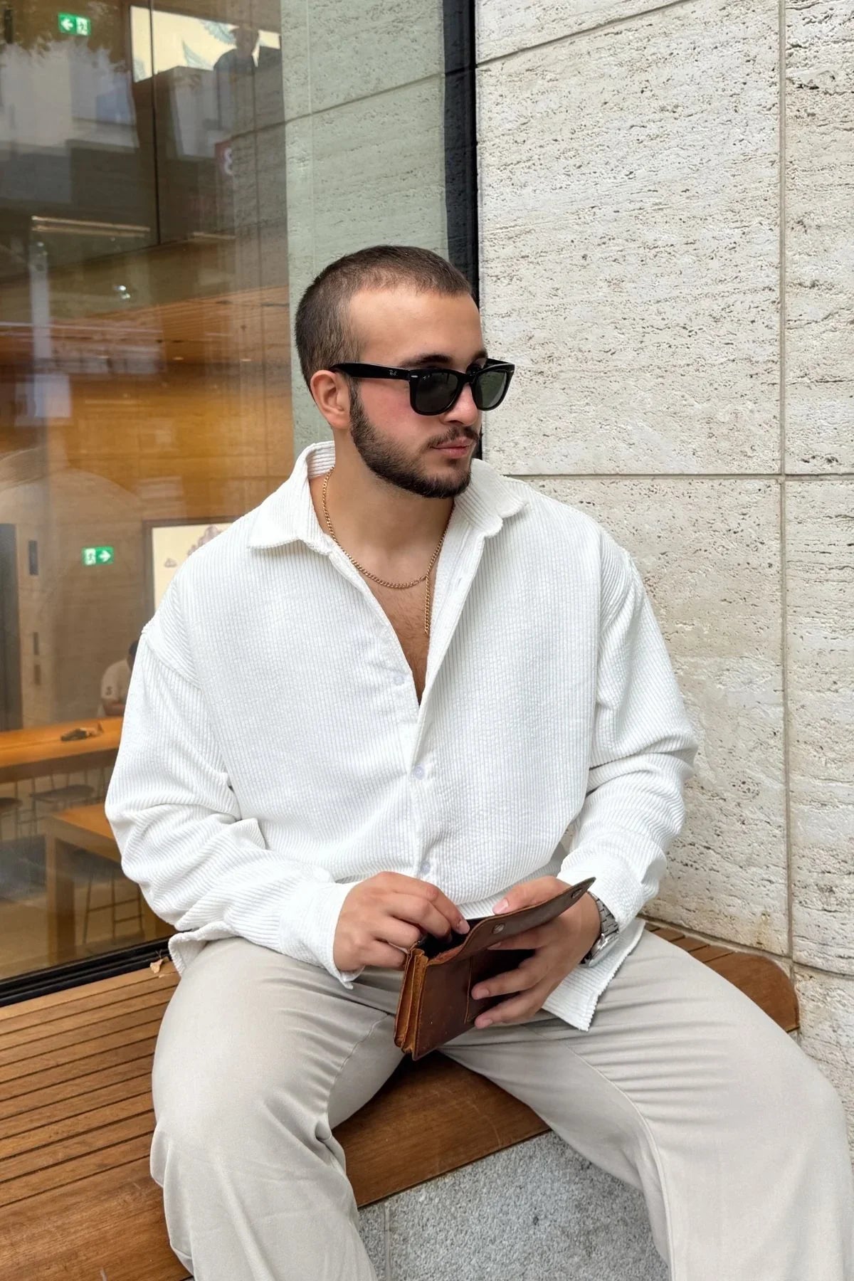 Yotau Erkek Oversize Fit Kadife Uzun Kollu Gömlek Ceket - Livio Ferri