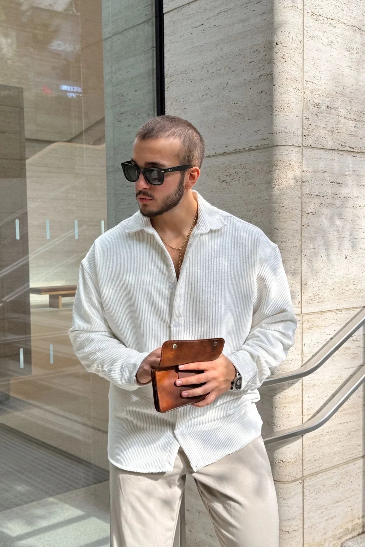 Yotau Erkek Oversize Fit Kadife Uzun Kollu Gömlek Ceket - Livio Ferri