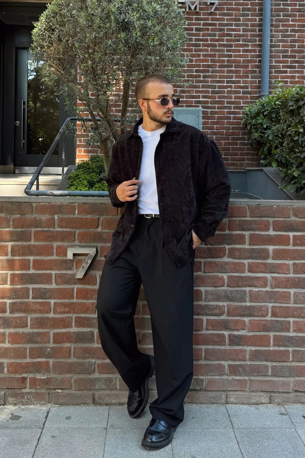 Yotau Erkek Oversize Fit Kadife Uzun Kollu Gömlek Ceket - Livio Ferri