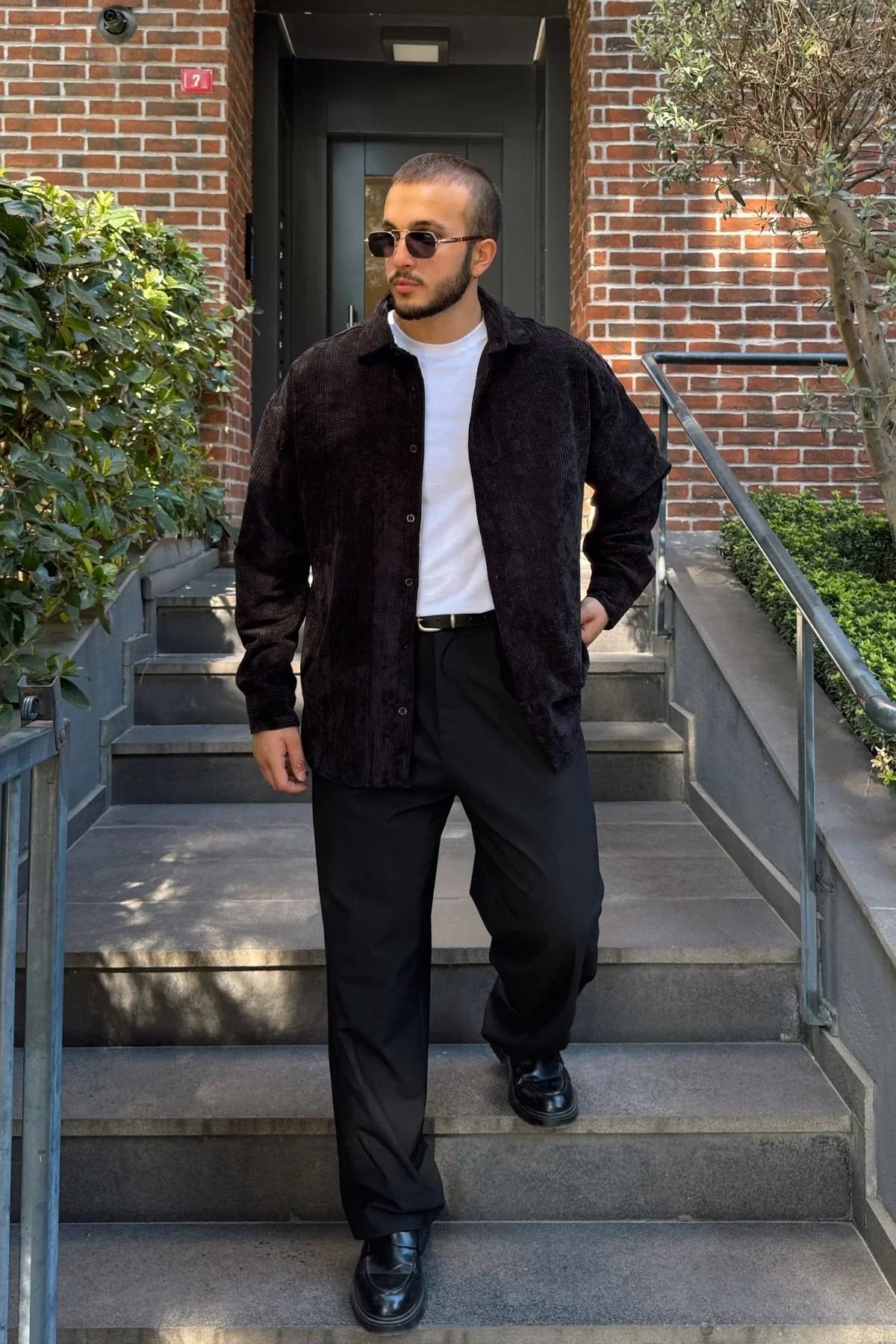 Yotau Erkek Oversize Fit Kadife Uzun Kollu Gömlek Ceket - Livio Ferri