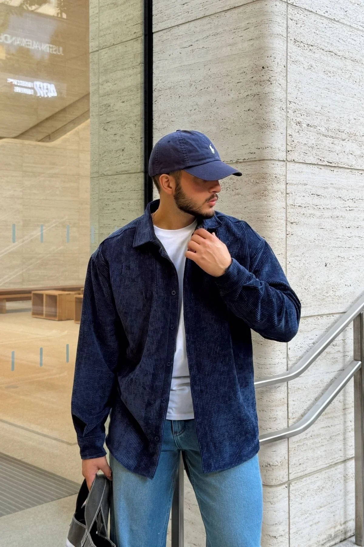 Yotau Erkek Oversize Fit Kadife Uzun Kollu Gömlek Ceket - Livio Ferri